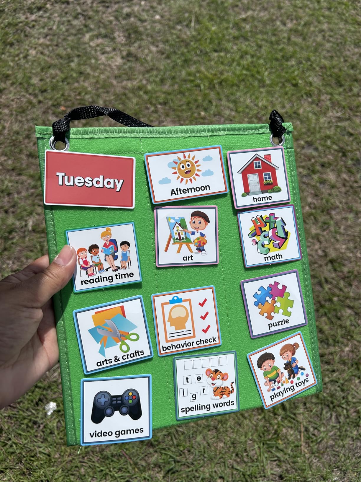 ALSLEA Visual Schedule for Kids with Autism Chore Chart for Toddler Planning Board Daily Routine Chart Autism Learning Materials Classroom, Home Use with 124 Cards (Blue) customer photo 2