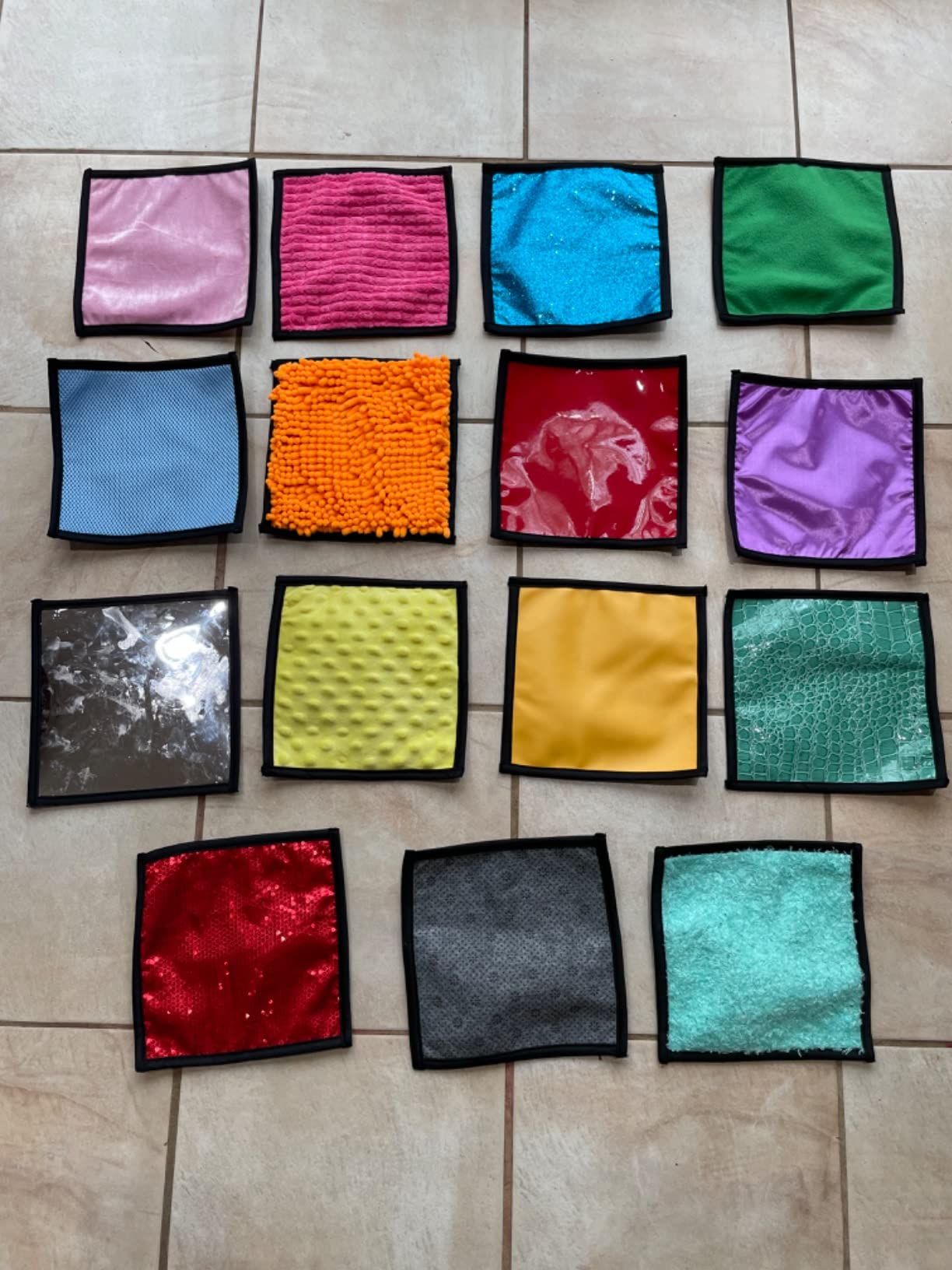 16 Set Sensory Mini Mats Assorted Textured Sensory Floor Tiles - Sensory Walls, Early Sensory Exercise Sensory Mats Sensory Toys for Autistic Children Kids Baby Toddler Fidgeting Activity customer photo 1