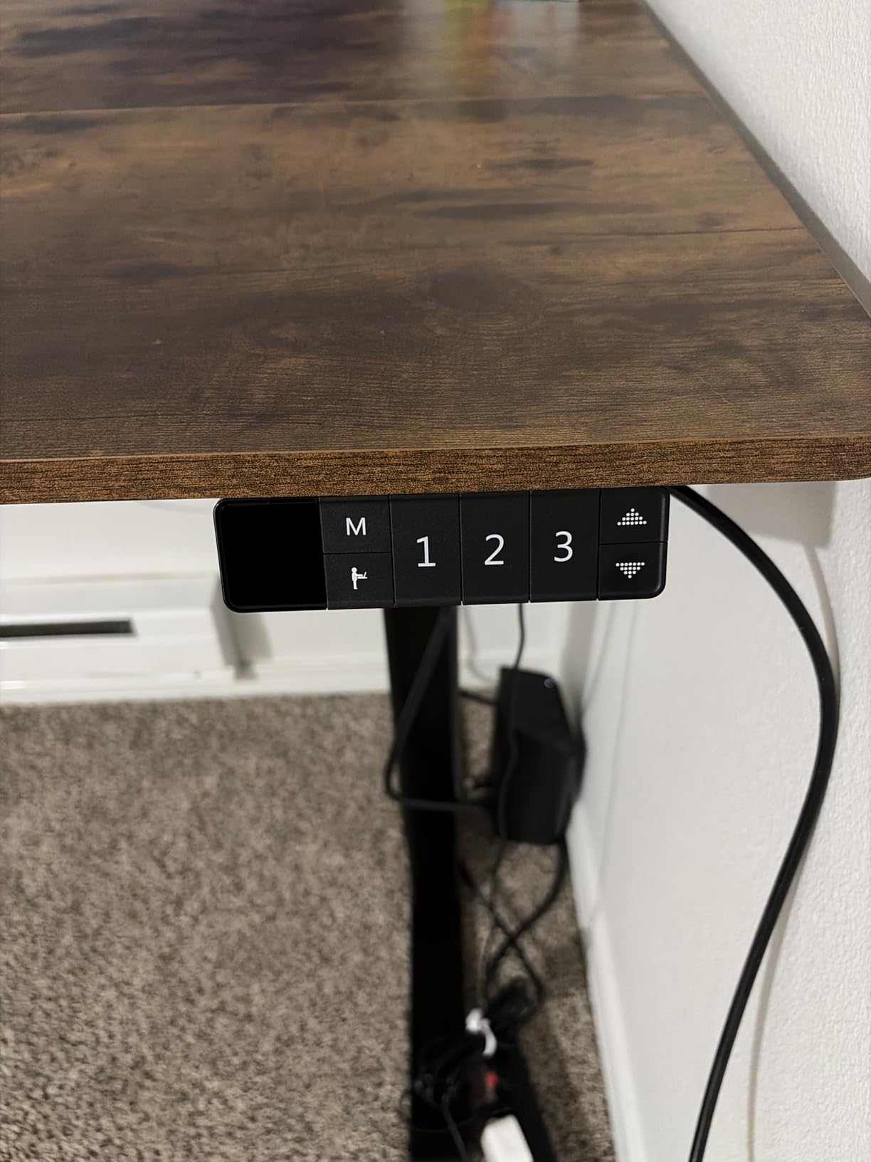 Claiks Electric Standing Desk, Adjustable Height Stand up Desk, 24x48 Inches Sit Stand Home Office Desk with Splice Board, Black Frame/Rustic Brown Top customer photo 1