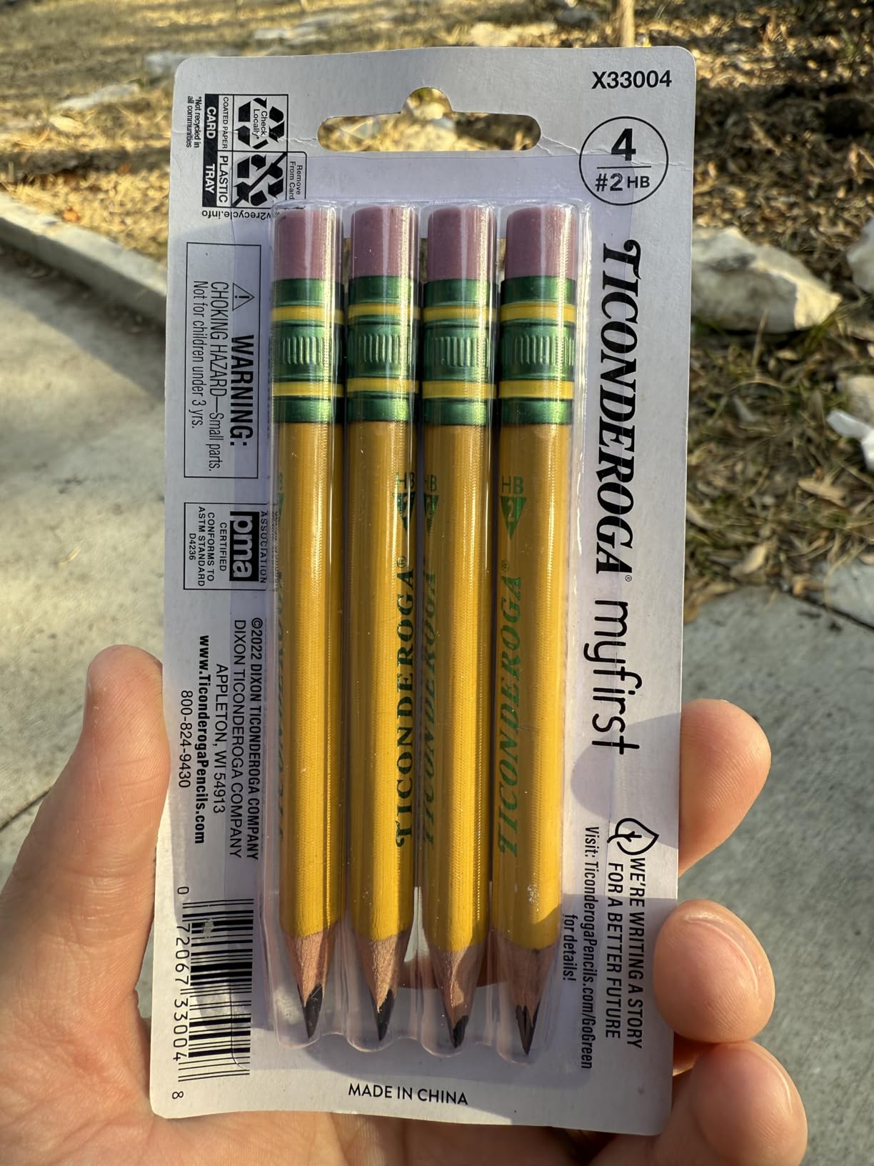 Ticonderoga My First Short Triangular Wood-Cased Pencils, #2 HB Soft, With Erasers, Yellow, 4 Count customer photo 1