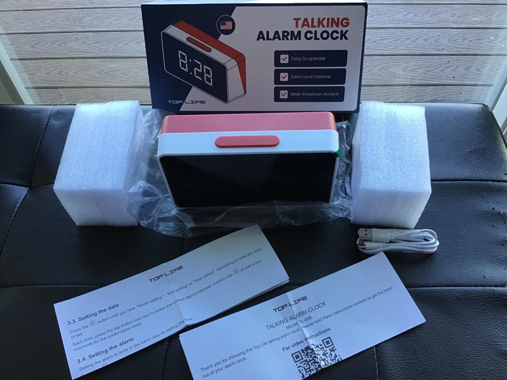 Top Life Talking Clock - Extra Loud Time and Date - for Elderly, Dementia, Hearing or Visually Impaired Seniors - Easy to Use Speaking Help - Clear Neutral Male Voice customer photo 1