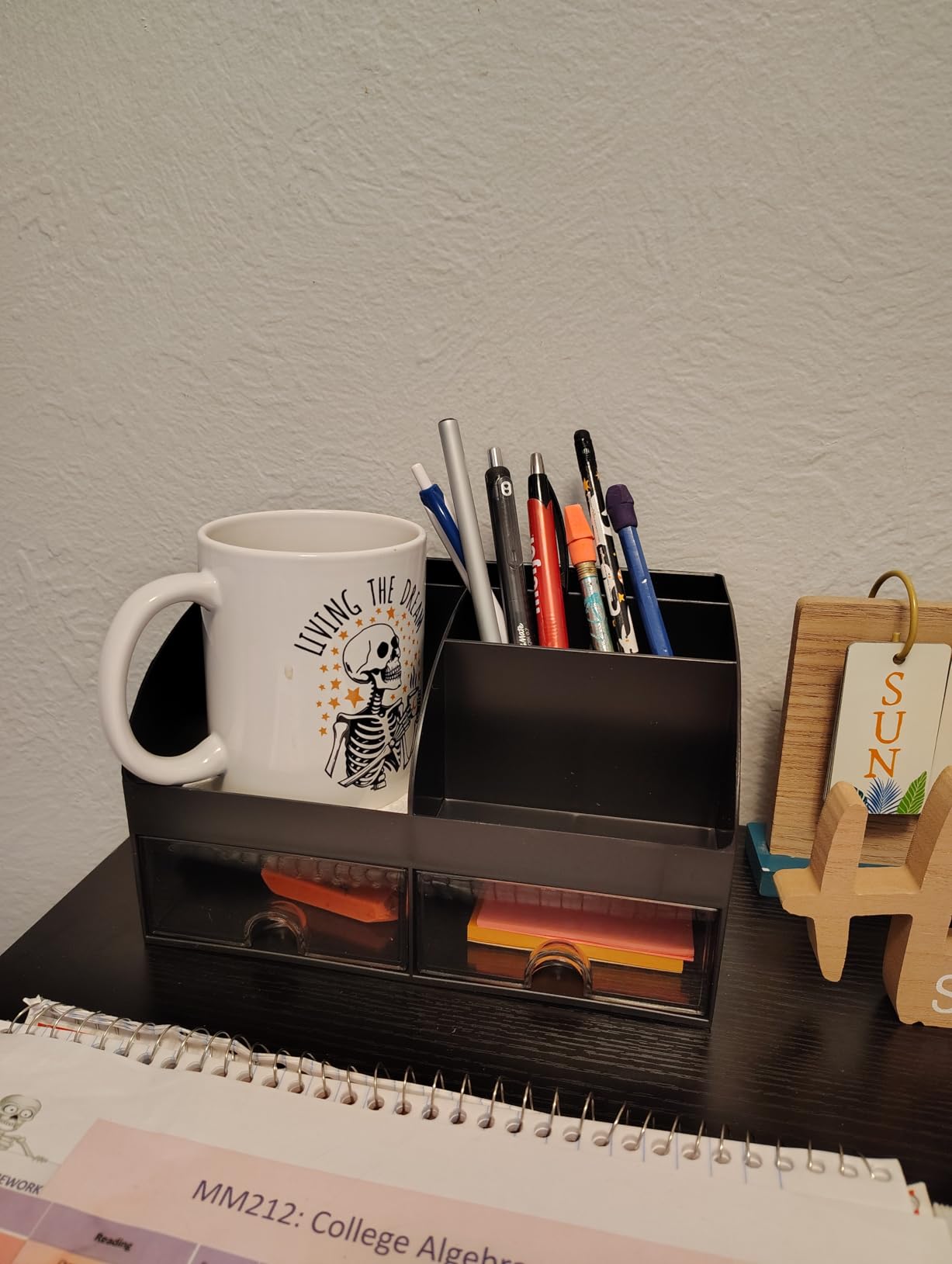 COMFYROOM Desk Organizer with 6 Compartments and 2 Drawers, Plastic Makeup Organizer, Pen Holder for Desktop Storage, Desk Organization for School, Home, Office Supplies (White) customer photo 1