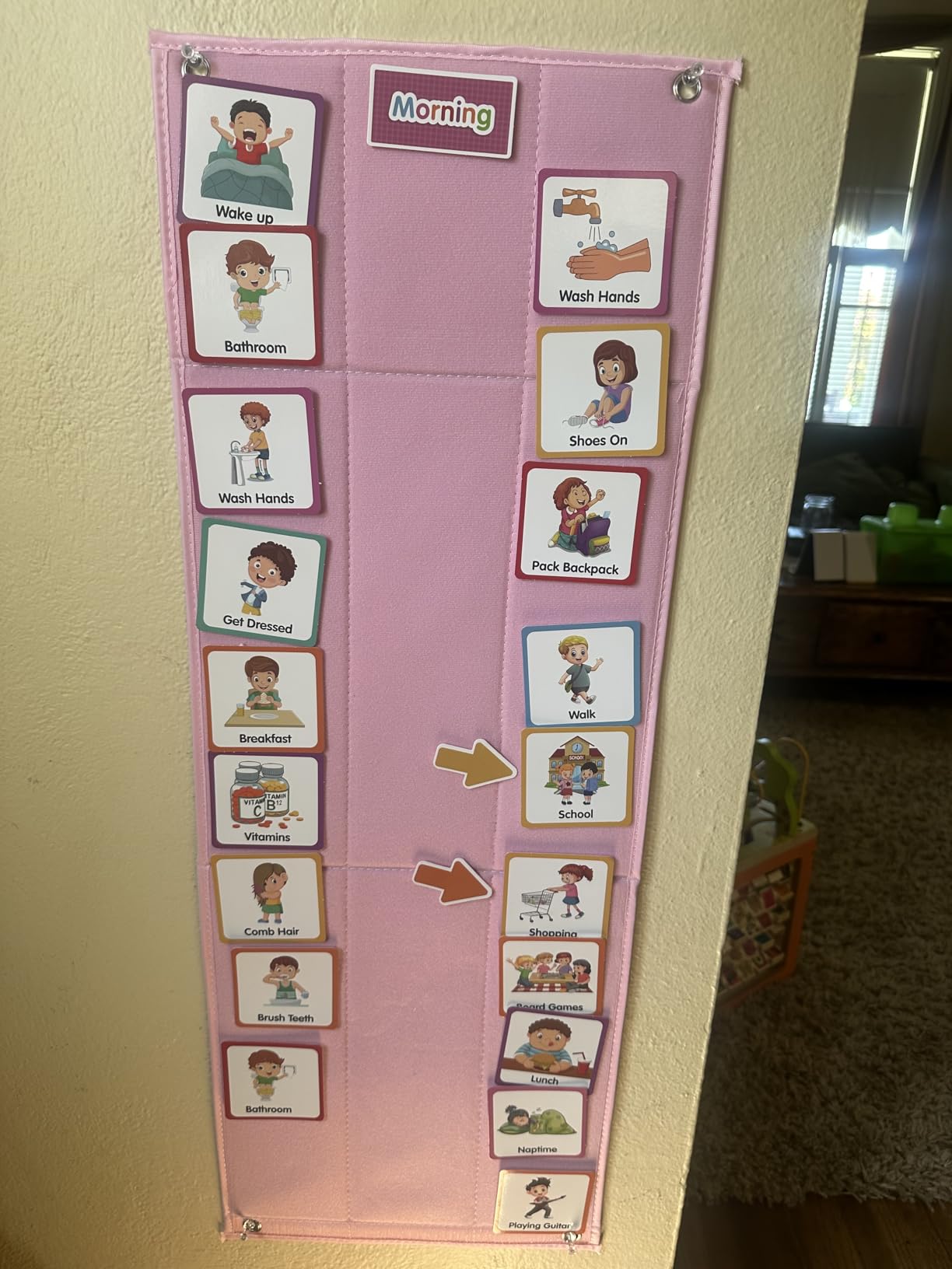 Large Visual Schedule for Kids Chore Reward Chart, Bedtime Routine Chart for Toddlers, Double Side Weekly Planner Board with 109 Cards for Home School Planner, Autism Learning Materials customer photo 1