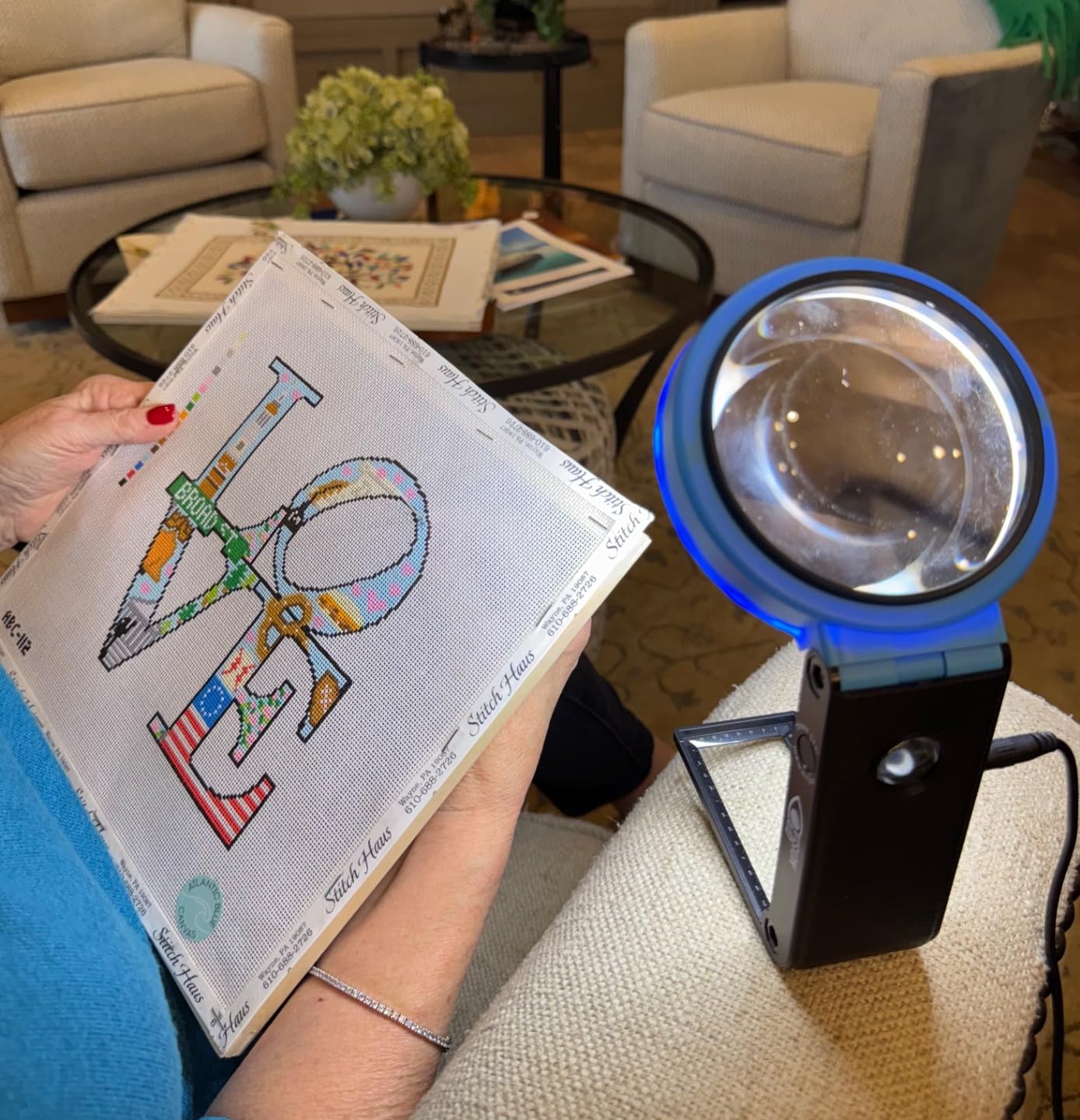 Vision Aid Hands-Free Magnifying Glass with Stand, LED Light, Sturdy Storage Case - Handheld Magnifier for Jewelry Coins Watch Hobby Crafts Close Work Reading customer photo 1