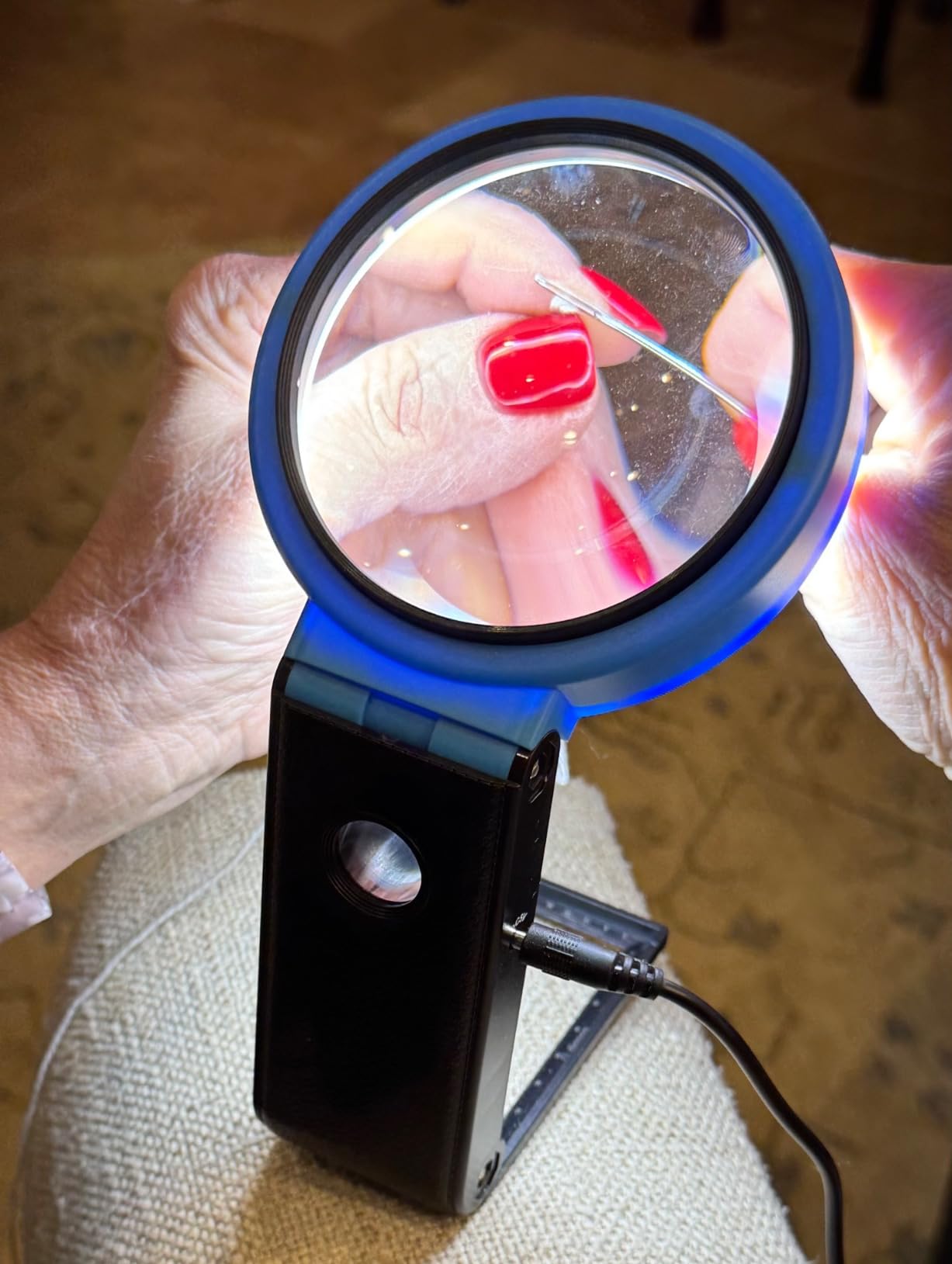 Vision Aid Hands-Free Magnifying Glass with Stand, LED Light, Sturdy Storage Case - Handheld Magnifier for Jewelry Coins Watch Hobby Crafts Close Work Reading customer photo 2