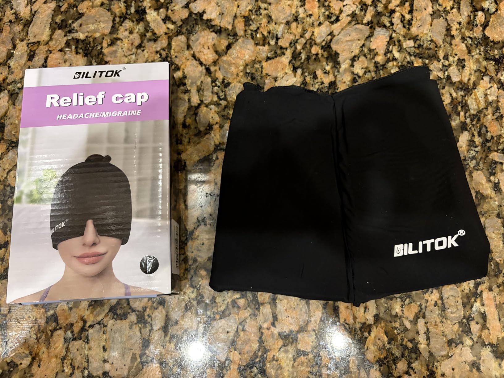EXQUISLIFE Migraine Headache Relief Cap, Gel Ice Head Wrap, Hot and Cold Therapy, Headache Eyes Mask for Sinus, Puffy Eyes, Tension and Stress Relief customer photo 1