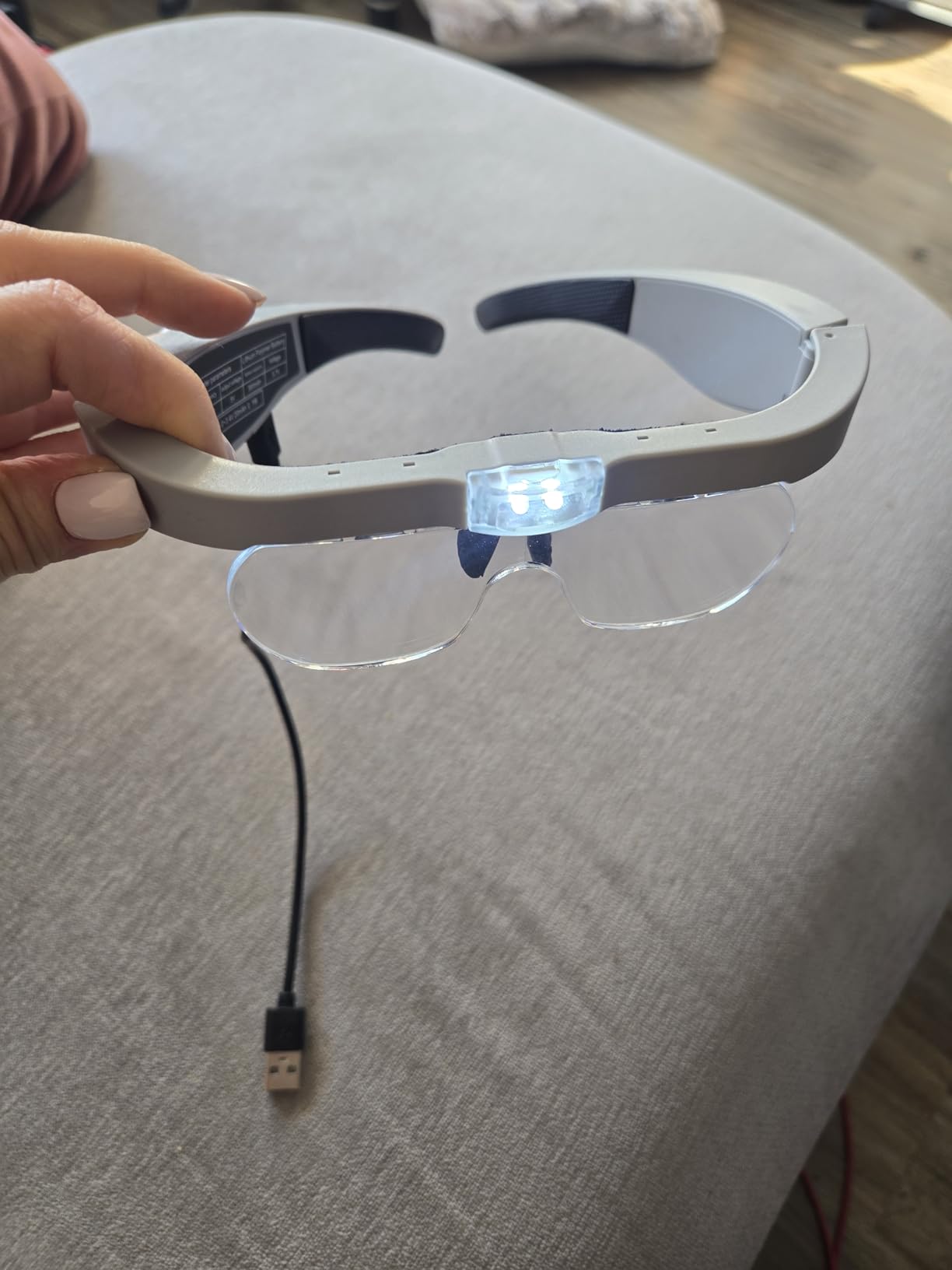 YOCTOSUN Magnifying Glasses with Light, Head Magnifier Glasses with 5 Detachable Lenses 0.75X-4.0X and 3 LED Lights, Rechargeable Hands Free Eyeglasses Magnifier for Close Work Jewelry Crafts Hobby customer photo 2