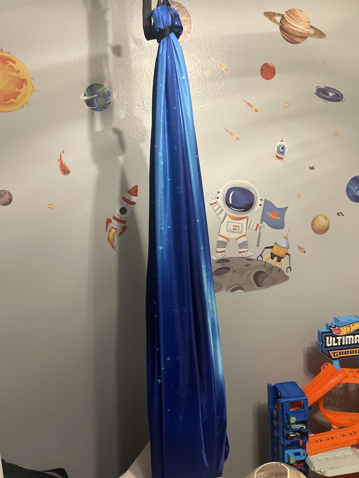 Sensory Swing for Kids & Adults Holds up to 300lbs Indoor & Outdoor Double Layer Therapy Cuddle Swing with 360° Swivel Hanger Kit for Calming, Effect for Autism, ADHD or SPD. (Star Blue) customer photo 2