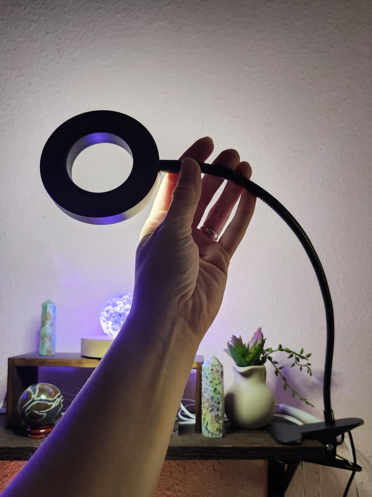 LED Desk Lamp Clip on Light with 3 Color Modes 10 Brightness Ring/Clamp Light 360° Adjustable Neck Dimmable Eye Protection Desk Lamps for Home Office customer photo 2
