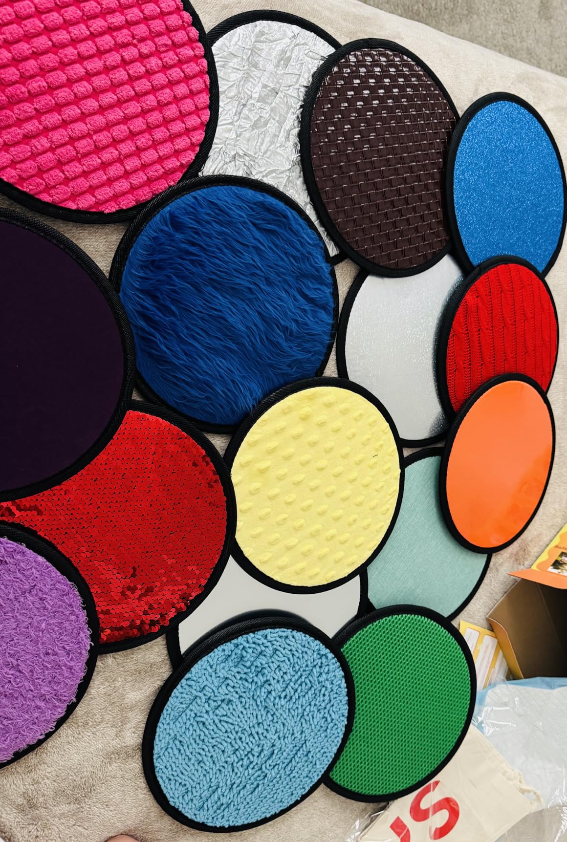 Upgraded 16 Set Sensory Mats, Mixed Colors Sensory Toys for Kids with Autism, Tactile Wall Panel Montessori Toy, Educational Toys for 3 Year Old, Toddler Learning Classroom Supplies Gift (8.3 Inch) customer photo 1