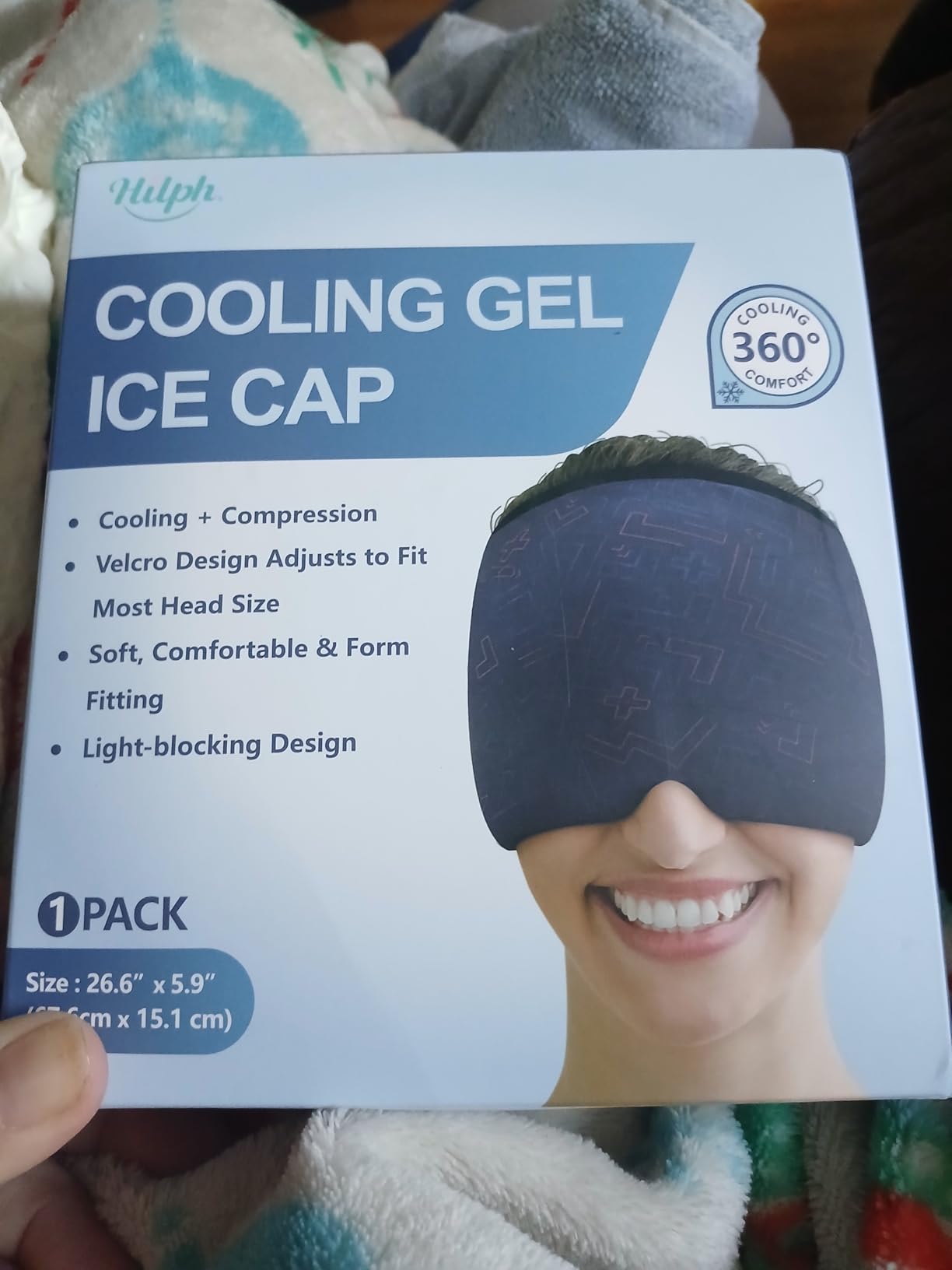 Hilph Adjustable Migraine Mask & Relief Cap, Ice Pack Headache Hat with Thickened Gel Cold Compress, 360° Cooling Therapy Wrap for Tension, Stress, Sinus & Hangover Relief-Reusable Gift for Women Men customer photo 2