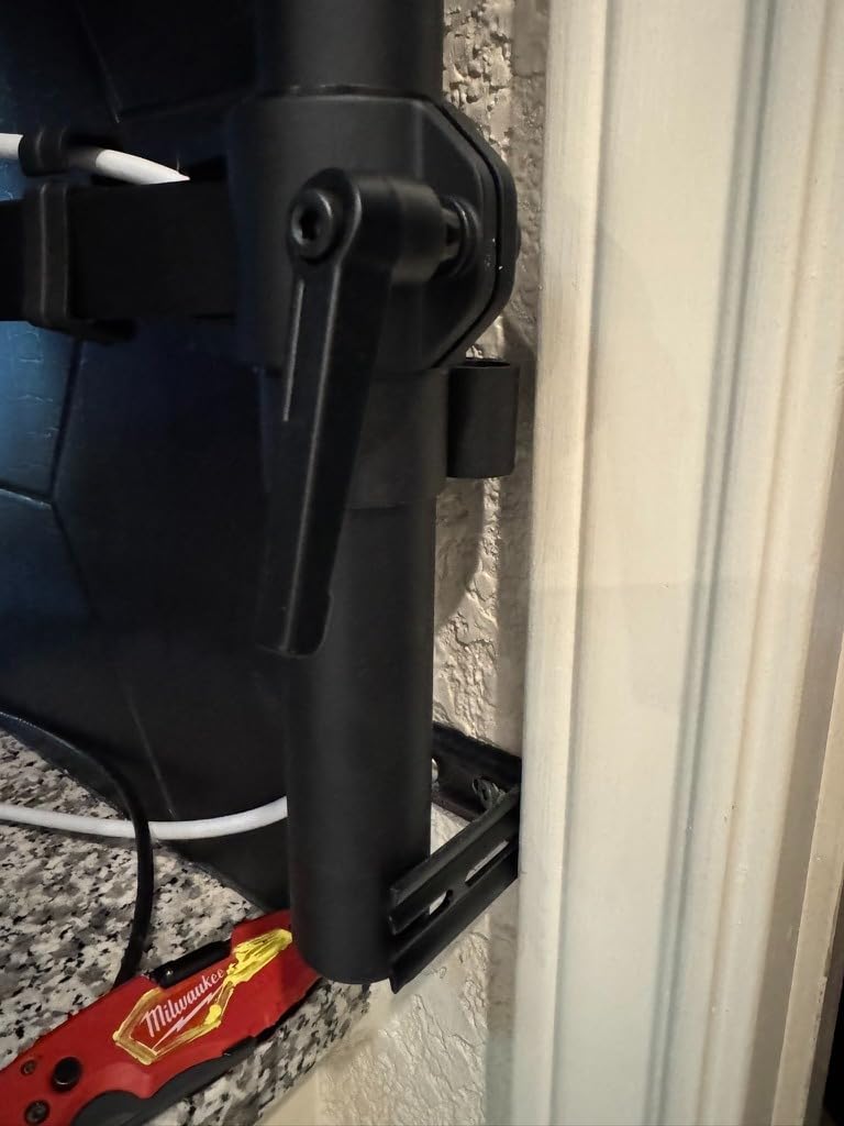 Amazon Basics Gas Spring Dual Computer Monitor Arm Desk Mount, Adjustable, Holds up to 27 inch Monitors, Black customer photo 2