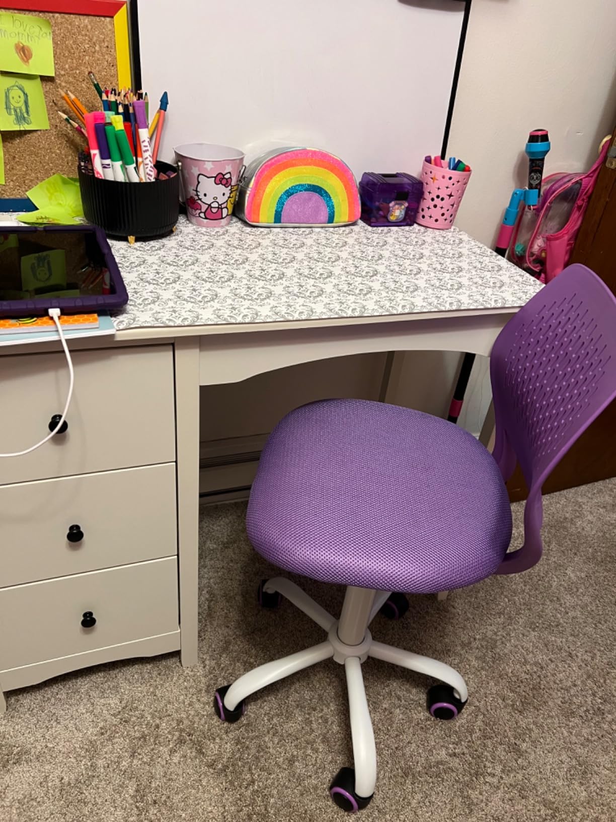 Giantex Kids Desk Chair, Armless Mesh Children Study Seat, Swivel Teen Desk Computer Chair with Adjustable Height & Lumbar Support, Turquoise customer photo 1