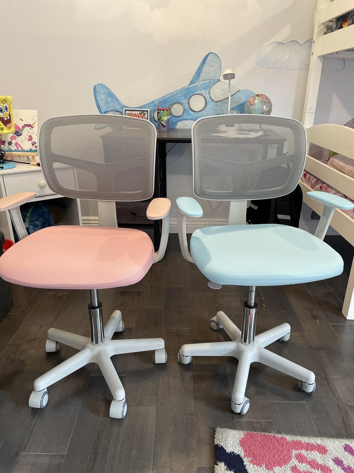 HONEY JOY Kids Desk Chair, Height Adjustable Children Study Chair, Swivel Mesh Task Student Chair, Universal Casters, Child Computer Desk Chair for Boys Girls Age 3-10 (Gray) customer photo 2