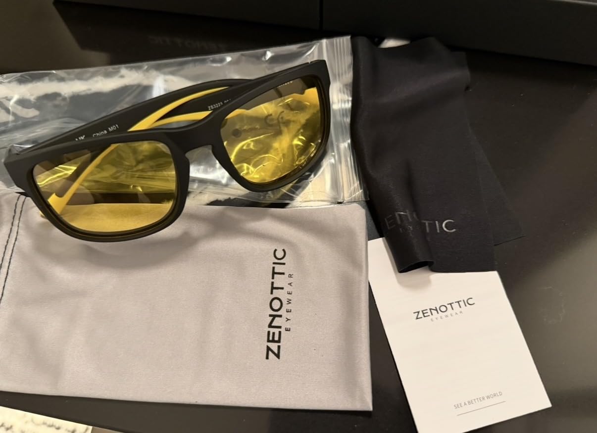 Night Vision Glasses for Men: Fashion Trendy Square Yellow Lens with Anti Glare UV400 Protection Ultralight Flexible TR90 Frame Lightweight Night Driving Glasses Cycling Motorcycle customer photo 1