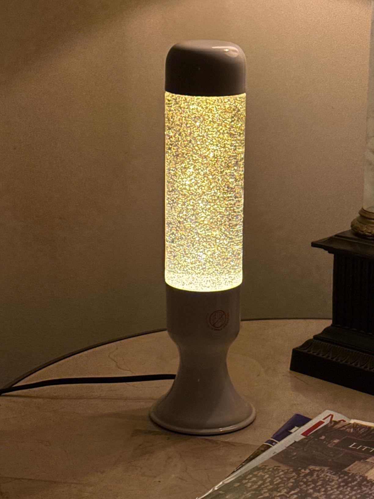16IN Gold Glitter Lamp, Liquid Relaxing Motion Light, Home Decor Calming and Entertaining Lamp, Night Light for Meditation, Amazing Gifts for Adults & Kids, White Base customer photo 1