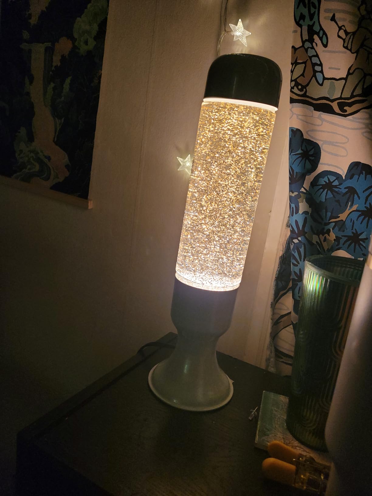 16IN Gold Glitter Lamp, Liquid Relaxing Motion Light, Home Decor Calming and Entertaining Lamp, Night Light for Meditation, Amazing Gifts for Adults & Kids, White Base customer photo 2