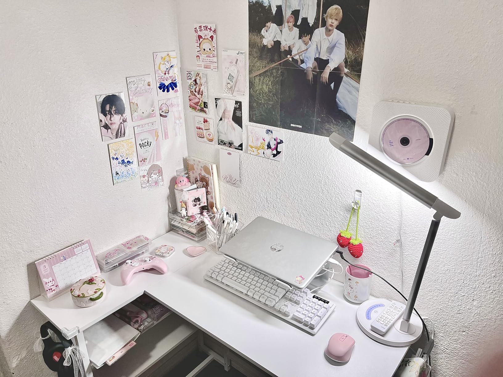 Pamray 43 Inch L Shaped Computer Desk with Reversible Side Storage Shelves, Small Corner Desk for Small Space Home Office, Writing Study Table PC Desk for Bedroom, White customer photo 2