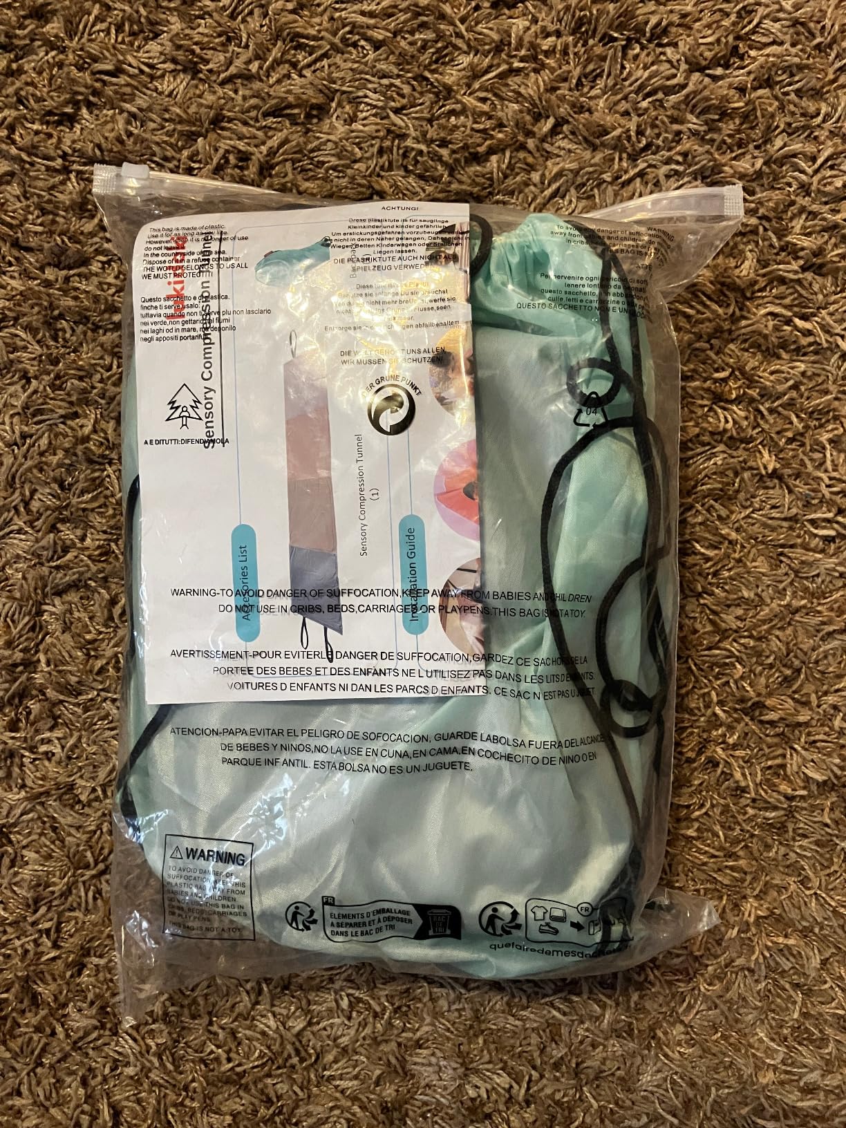 Sensory Compression Tunnel for Kids Play with Autism ADHD SPD - CPC Certification 10ft Crawl Resistance Tunnel Perfect for Toddler - Ideal for Home School Help Children Calm, Relax, Reduce Anxiety customer photo 2