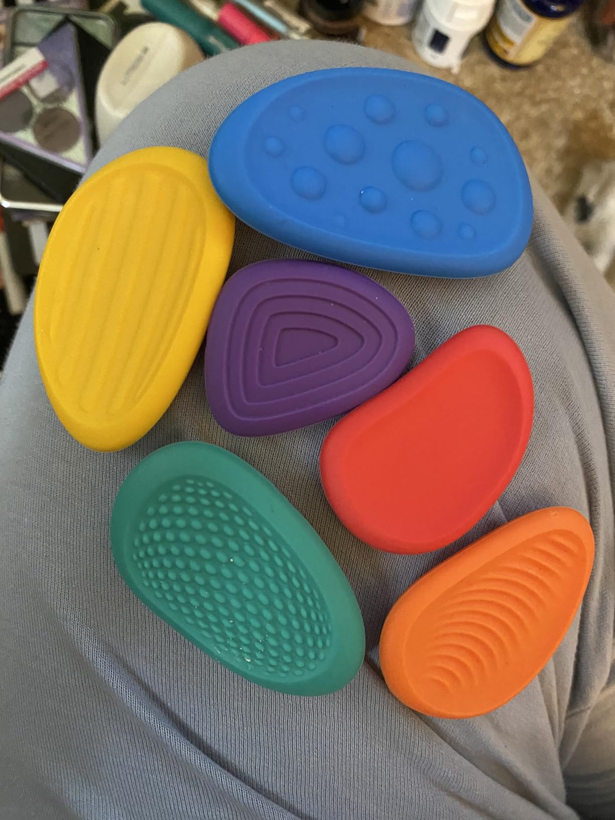 Fidget Toys Sensory Stone for Kids: 6 Pack Textured Soft Worry Stone for Autism Kids Calming - Fidget Stress Toys for Students Stress Relief - Small Prizes Fidget Toys customer photo 2