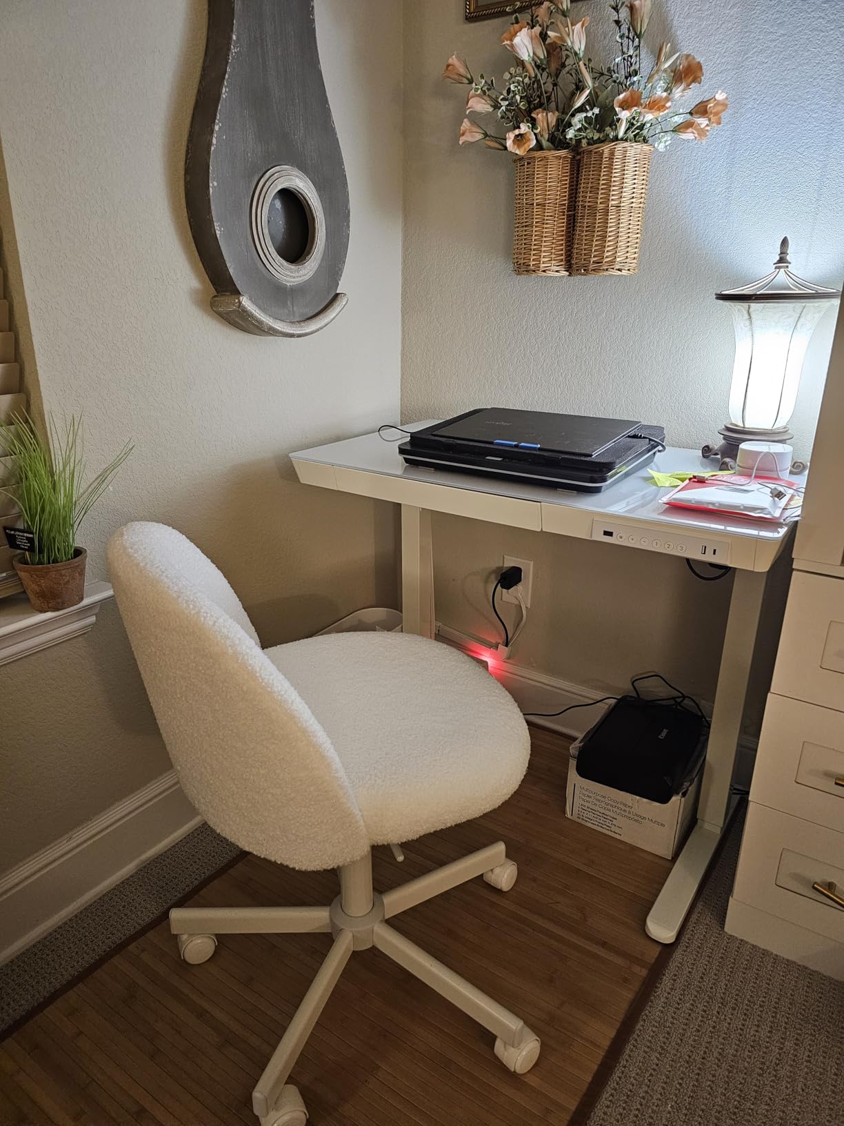 VINGLI Cute Candy Chair Armless Comfy Small Office Desk Vanity Chair with Wheels & Lumbar Support, Teddy Adjustable Rolling Swivel Computer Task Chair for Home Office, Bedroom, Gentle Pink customer photo 1