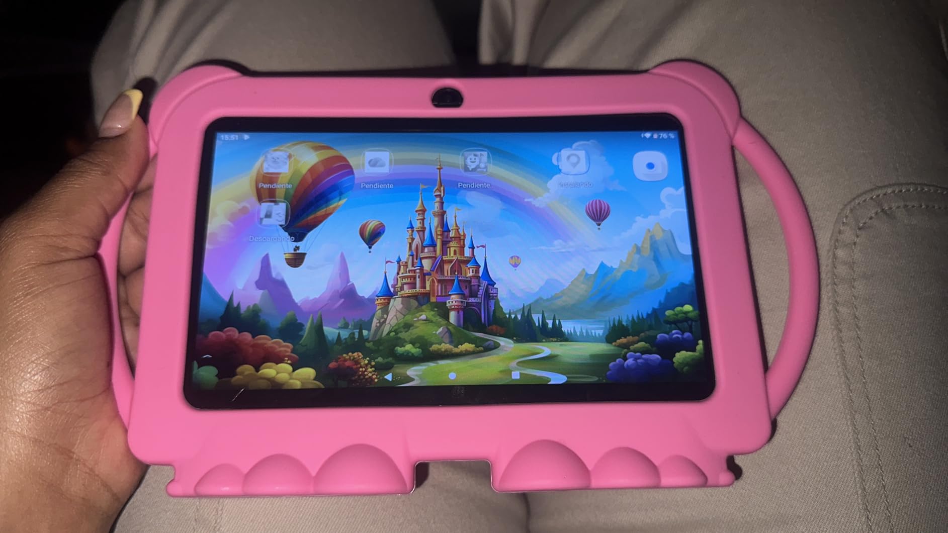 PEICHENG Kids Tablet 7 inch Android 12.0 for Toddler, 4GB RAM 32GB ROM Bluetooth IPS Screen Parental Control Dual Camera Shockproof Case for Educational Games, (Blue) customer photo 1