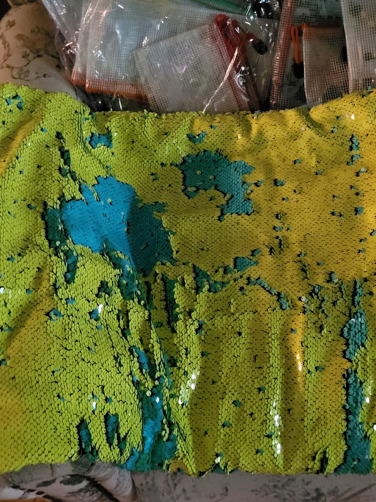Weighted Lap Pad - 5lbs Sensory Lap pad with Easy to Maneuver Sequins - Ideal for Kids Sensory Play (Blue and Silver) customer photo 2