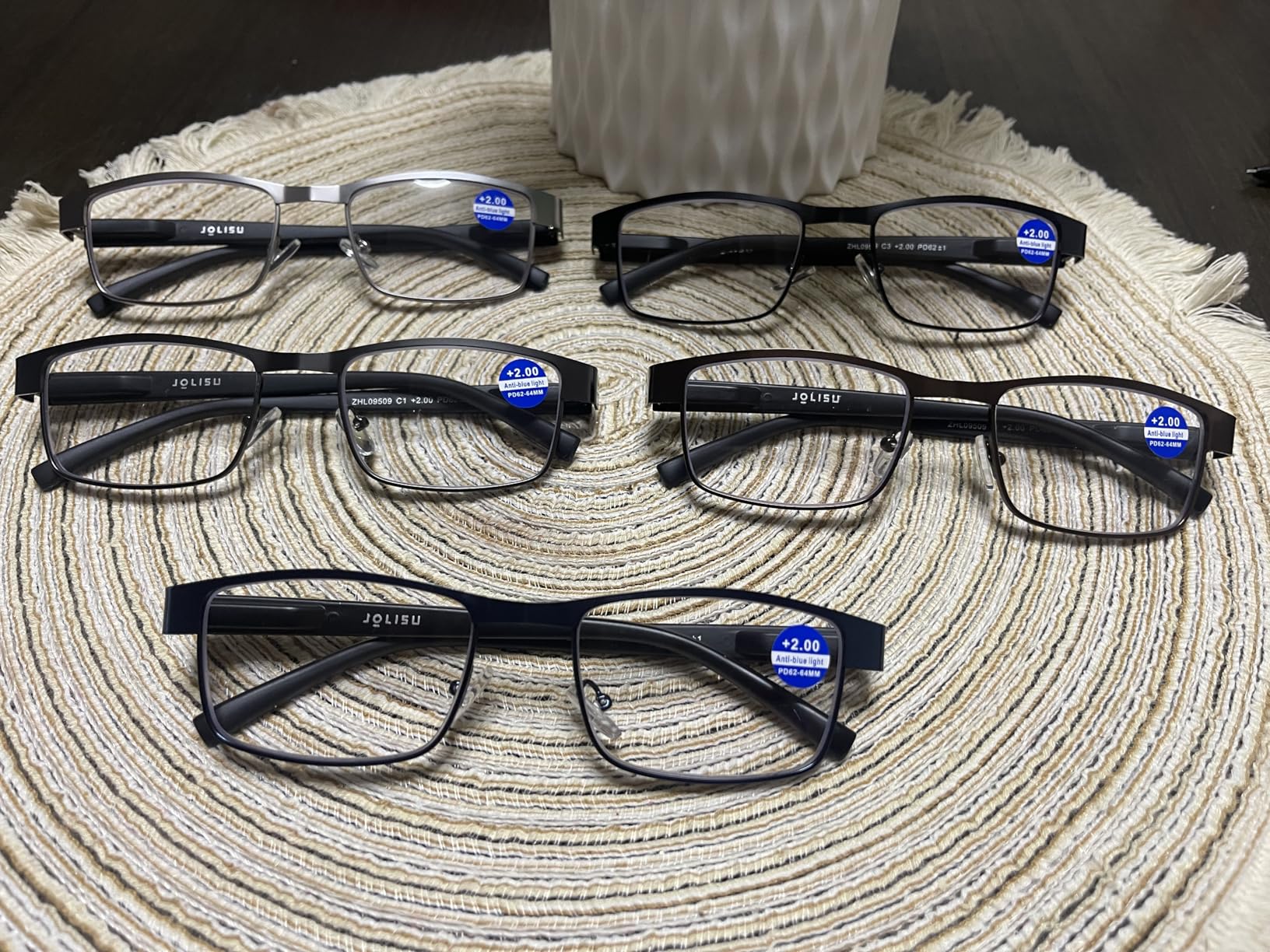 JOLISU 5PCS Reading Glasses Men - Blue Light Blocking Computer Metal Thin Frame Readers For Mens/Women (2.00) customer photo 1