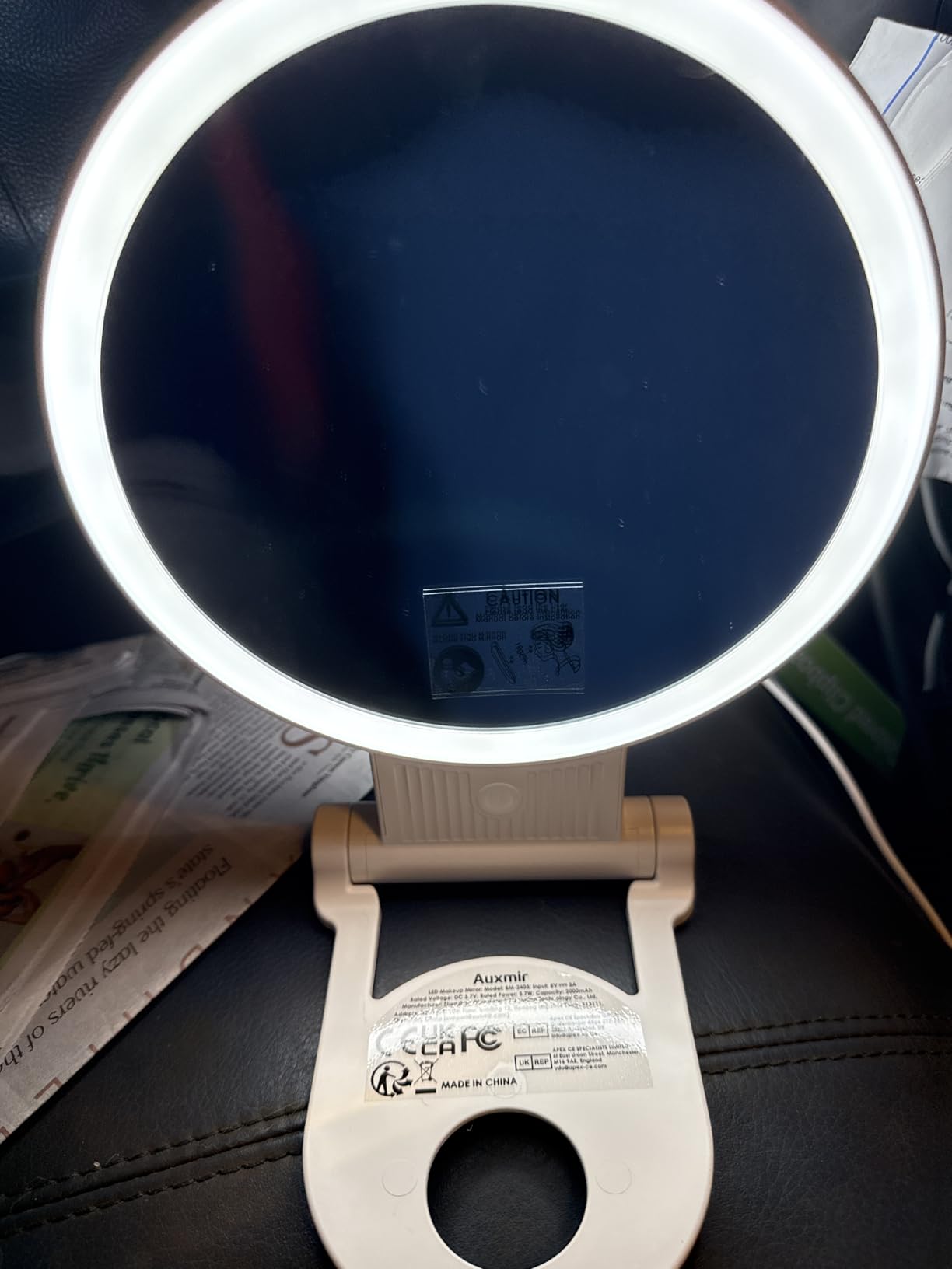 Auxmir 1X/30X Magnifying Mirror with Light, Double Sided Makeup Mirror with Adjustable 3 Color Light, 2000mAh Rechargeable Lighted Magnifying Mirrors with Tweezer, Foldable Travel Mirror with Rotation customer photo 1