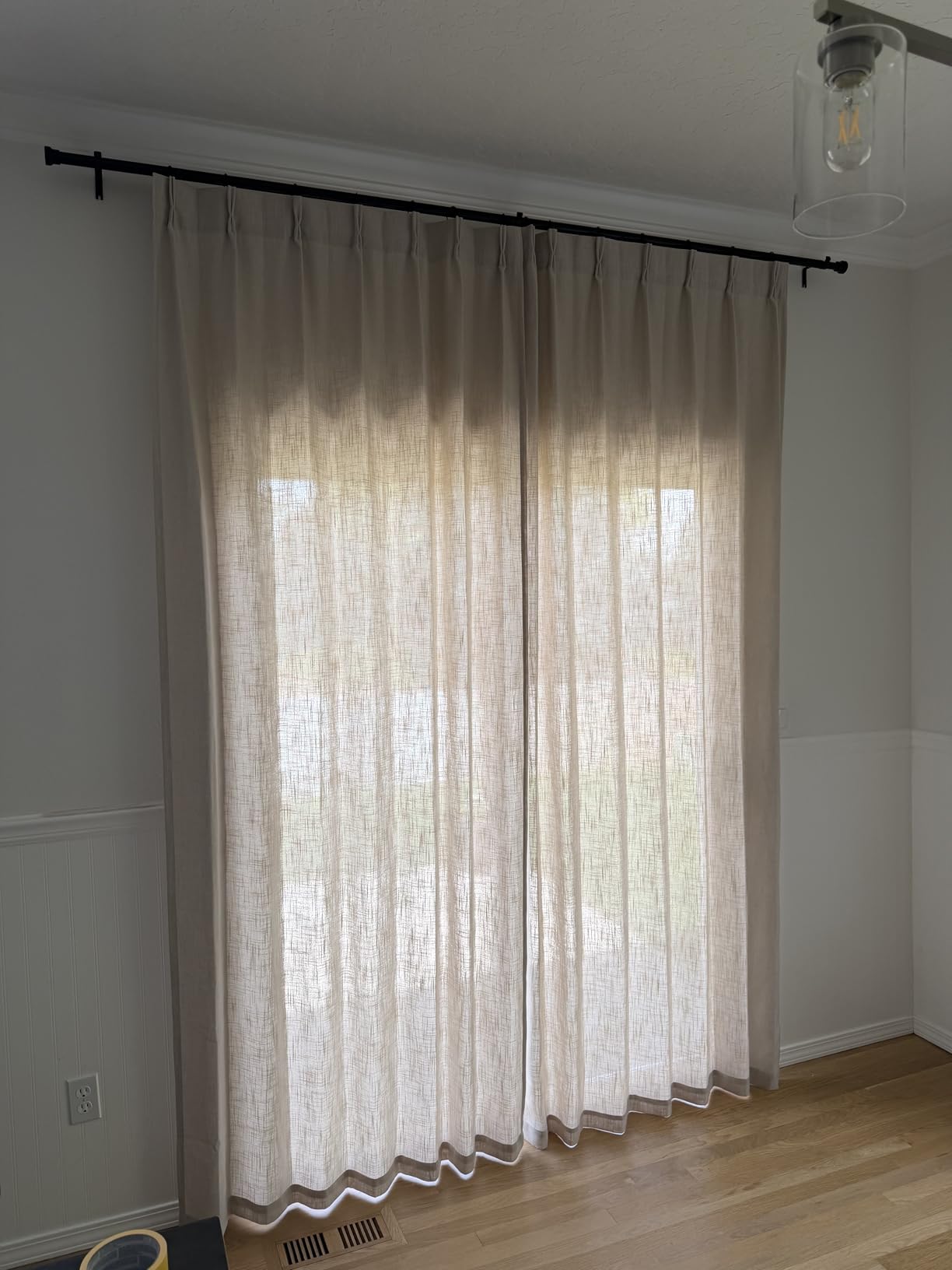 Pinch Pleated Linen Curtains 96 Inches Long for Living Room 2 Panel Set Cream Ivory Light Filtering Pinch Pleat Hooks Rings Back Tab Neutral Boho Farmhouse 96 Inch Curtain Drapes for Bedroom Window customer photo 1