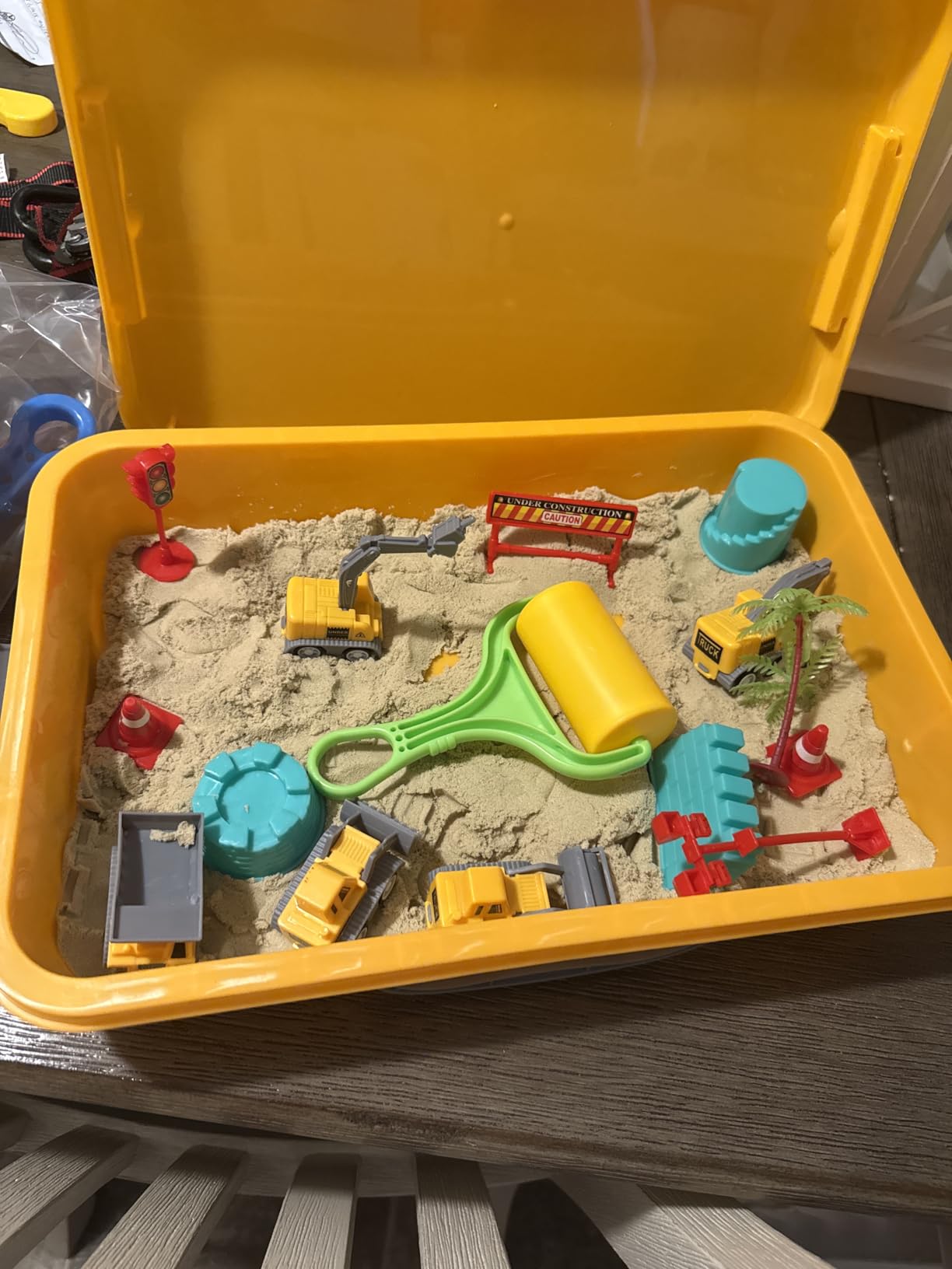 JOVA Klever Kits Construction Sensory Bin for Toddlers with Glow in The Dark Stones, Sandbox with Lid Castle Building kit, Preschool Learning Activities Gifts for Boys Girls Age 3+ customer photo 1