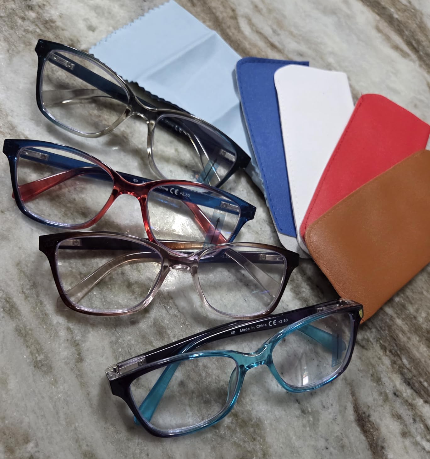 4 Pack Progressive Multifocus Reading Glasses for Women Men Spring Hinge Blue Light Blocking Readers customer photo 2