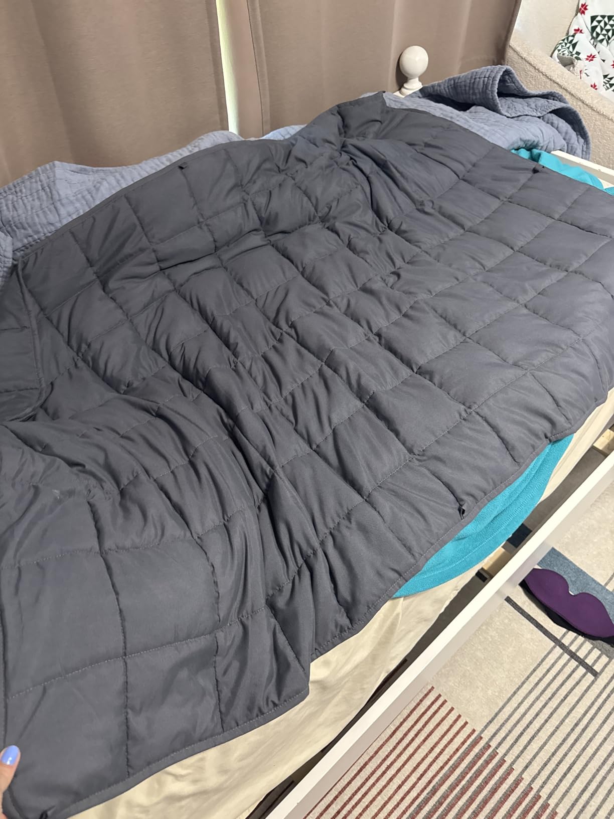 L'AGRATY Weighted Lap Blanket 5lb: Small Weighted Blanket for Adults Portable Travel - Cooling Pad for Relaxation Sleeping - Cozy Washable All-Season (29