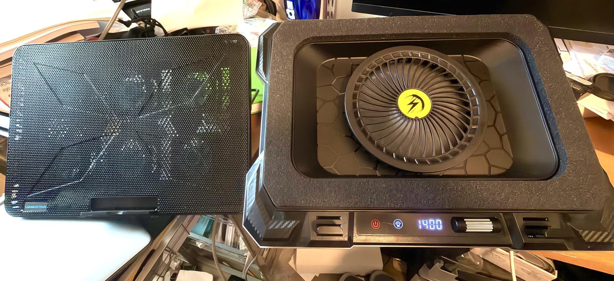 ChillCore Laptop Cooling Pad, RGB Lights Laptop Cooler 9 Fans for 15.6-19.3 Inch Laptops, Gaming Laptop Fan Cooling Pad with 8 Height Stands, 2 USB Ports - A21 Blue customer photo 1