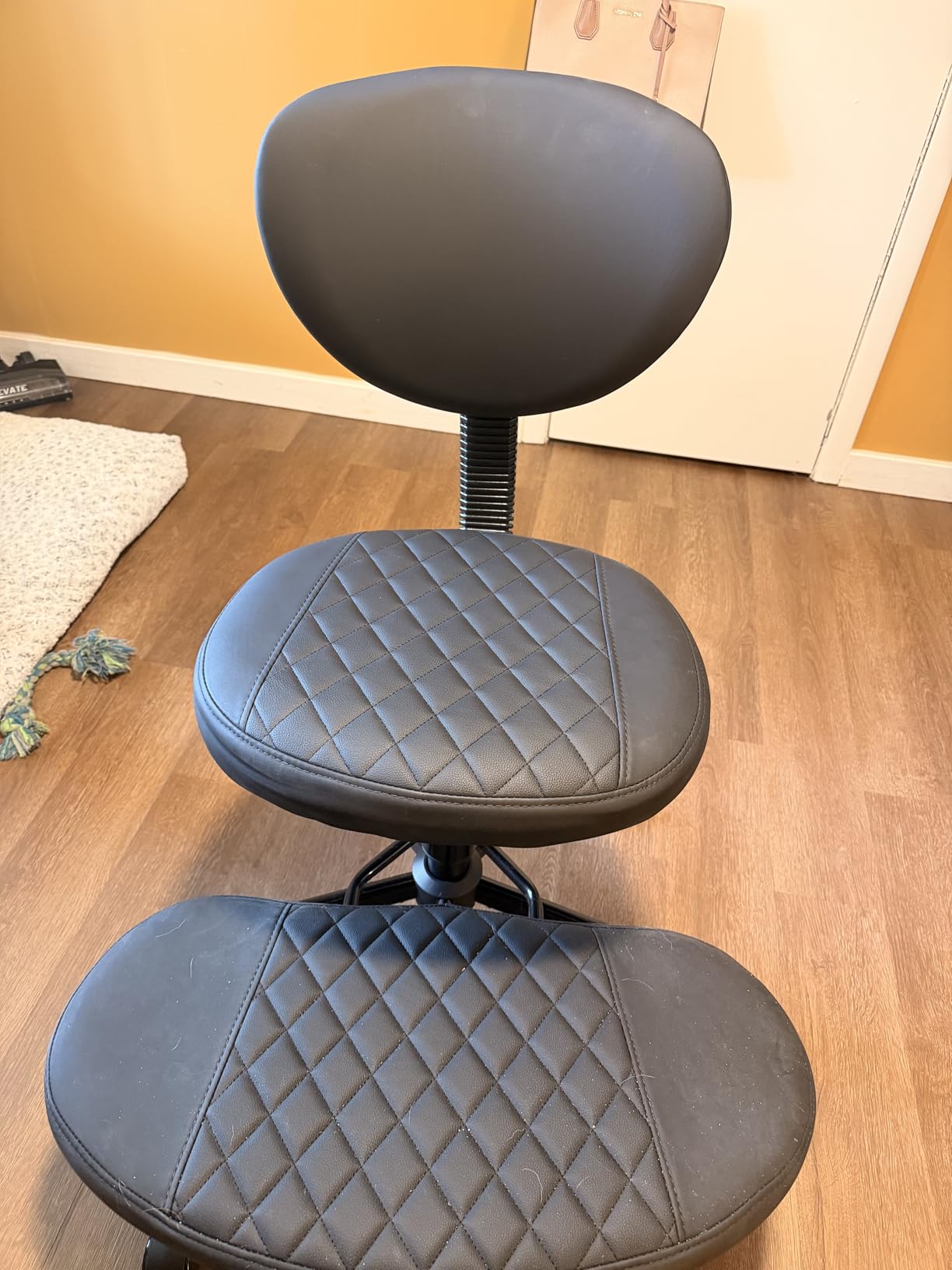 AtHope Ergonomic Cross Legged Office Chair with Wheels - Adjustable Height for Meditation, ADHD Desk & Yoga - Wide Criss Cross Design with Lumbar Support, Kneeling Chair - Black customer photo 1