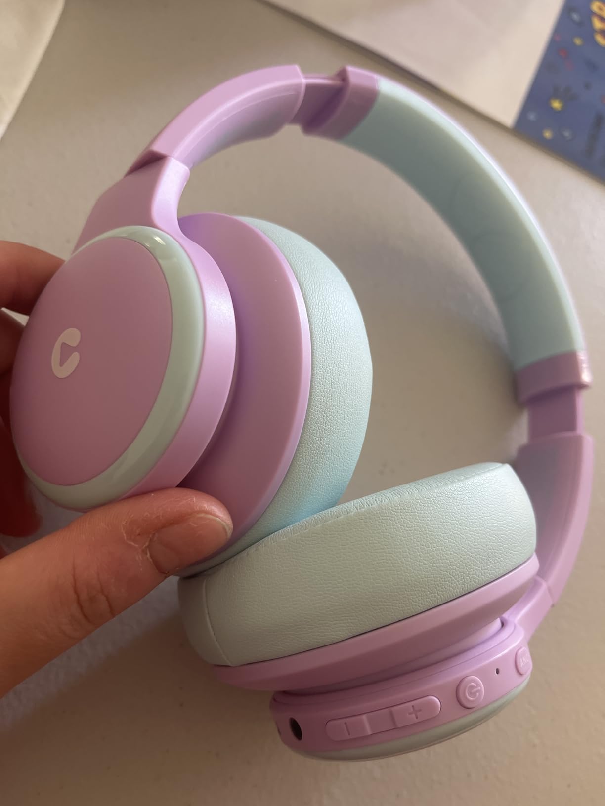 iClever BTH26 Active Noise Cancelling Headphones for Kids, 60H Play Time, Safe Volume 80dBA, Type C Fast Charging, Bluetooth5.4, Kids Bluetooth Headphones with Mic AUX Cord for iPad Airplane, Purple customer photo 2