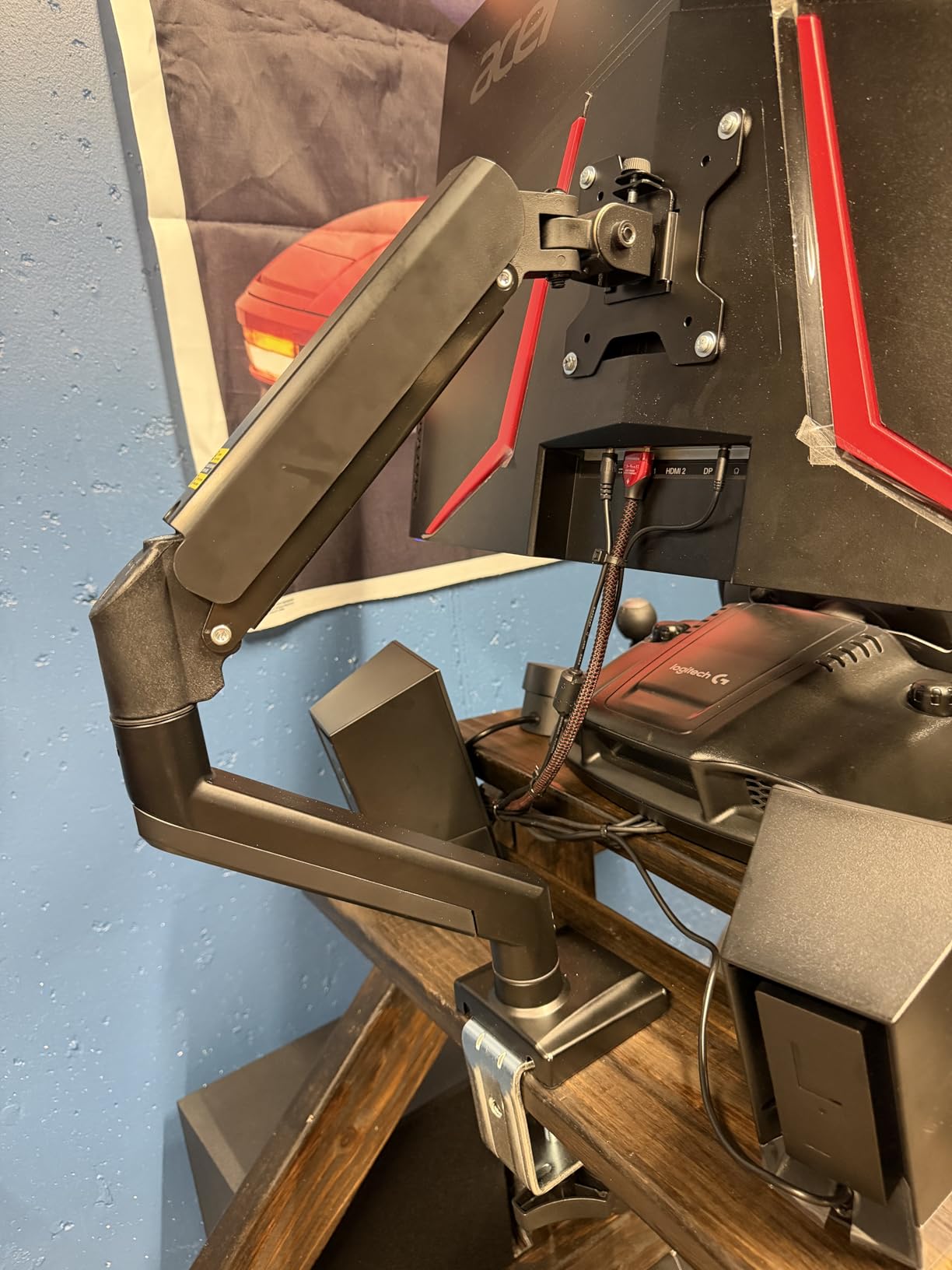 WALI Dual Monitor Stand for 13-32 inch Computer Screens, Dual Monitor Arms for 2 Monitors Holds up to 22 lbs, Height Adjustable Dual Monitors Mount, VESA 75x75/100x100mm (GSMP002N), Black customer photo 2