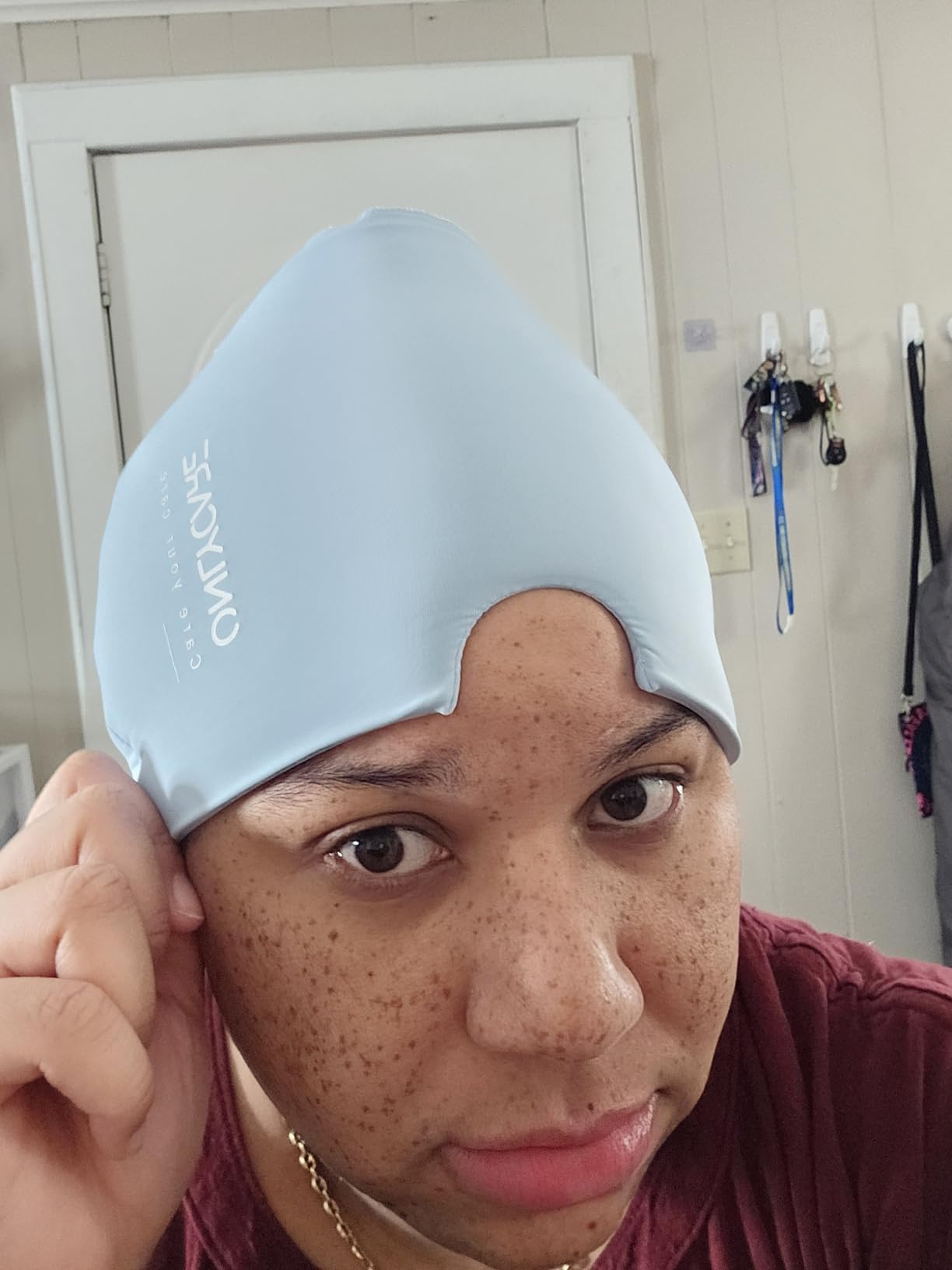 ONLYCARE Migraine Relief Cap, Upgraded Headache Relief Cap with Odorless Reusable Gel Head Wrap, Soothing Face Ice Pack Mask Products with Hot & Cold Therapy for Tension, Stress, Hangover & Puffy Eyes customer photo 2
