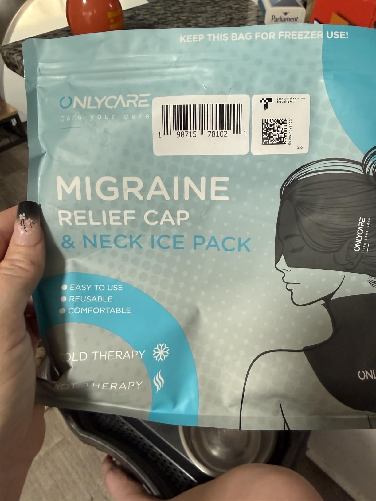 ONLYCARE Migraine Relief Cap and Neck Ice Pack Wrap Gel Set, Upgrade Headache Relief Cap and Shoulder Cold Pack, Hot and Cold Compress, FSA HSA Eligible customer photo 1