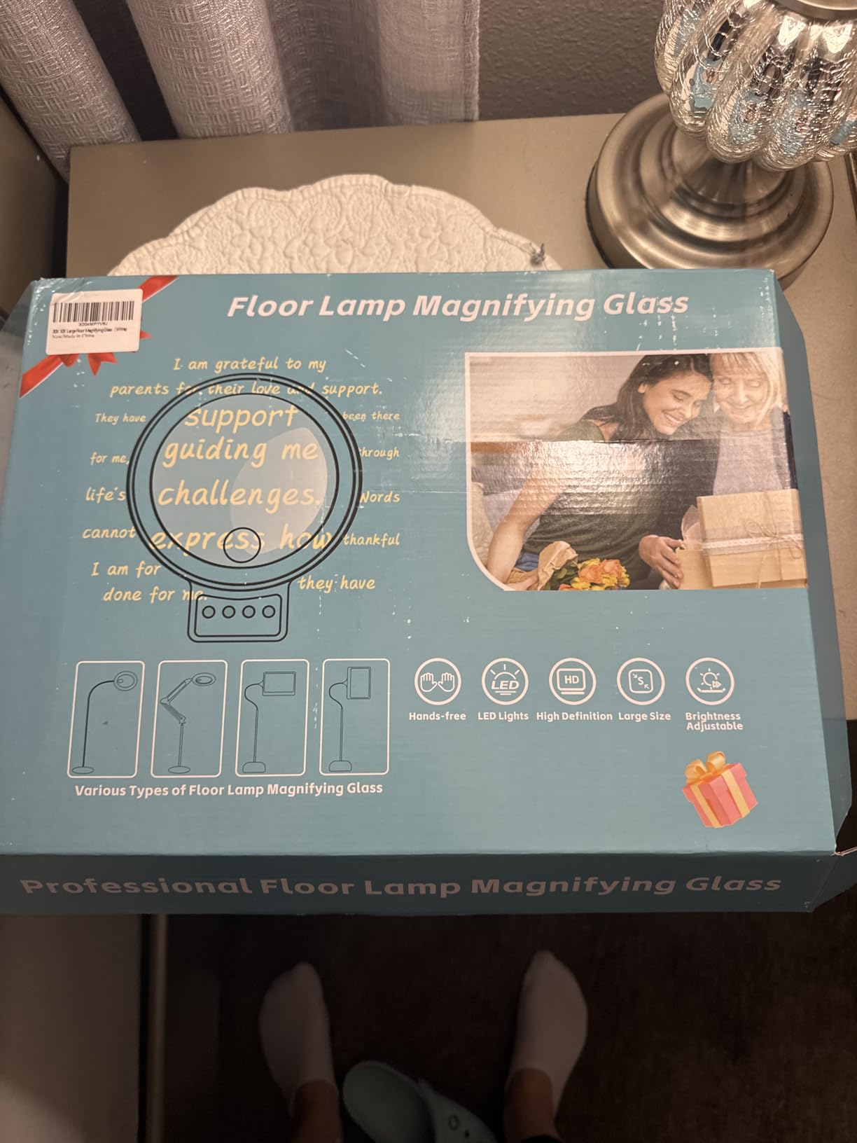 30X 10X Large Floor Magnifying Glass with Light and Stand,72 LED Flexible Gooseneck Floor Magnifying Lamp,2 in 1 Lighted Magnifiers for Close Work, Sewing,Crafts,Hobbies(Black) customer photo 2