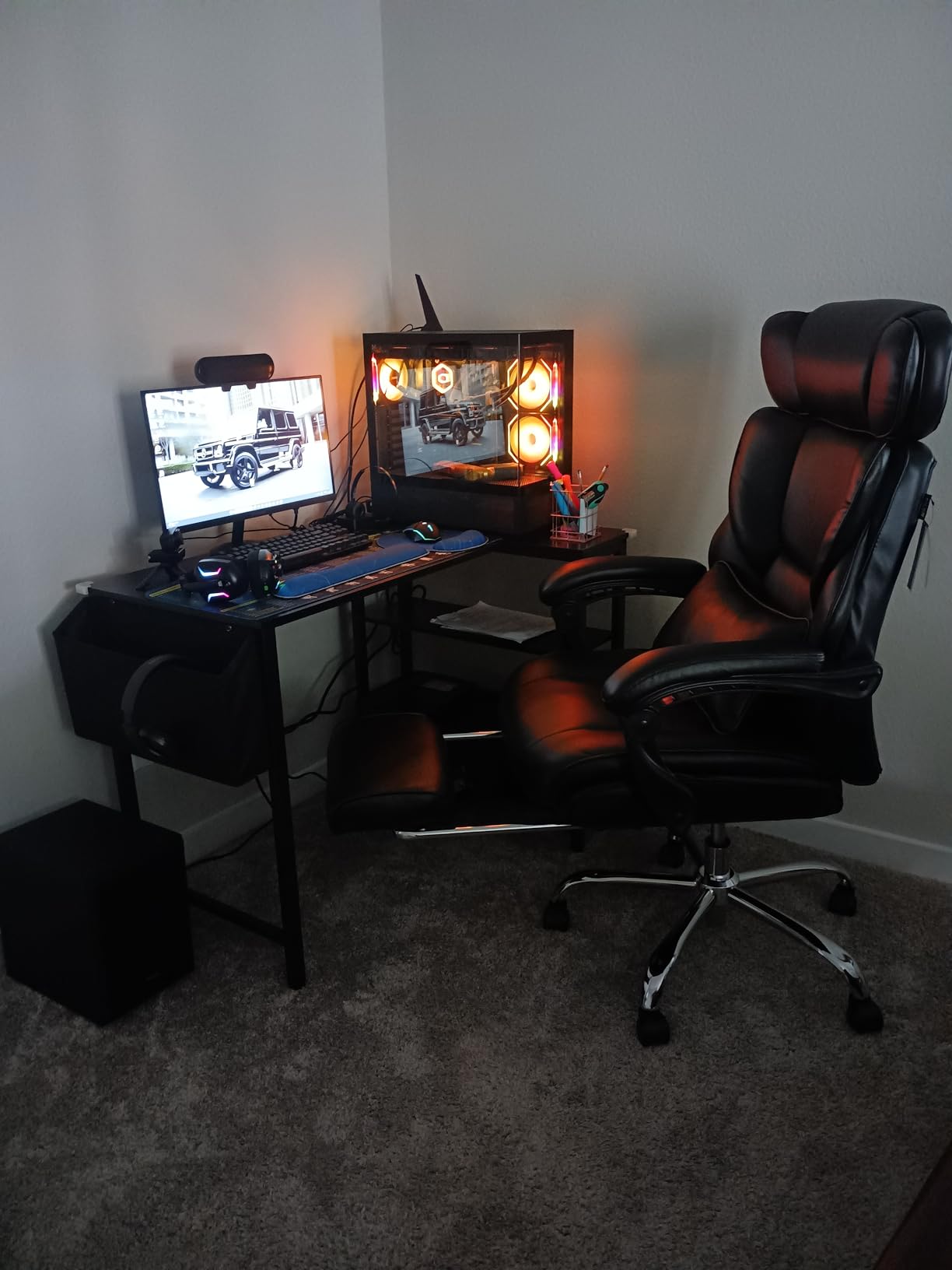 DLisiting Small White L Shaped Desk with Drawers & Storage Shelves, 40 Inch Corner Desk with Power Outlet for Small Space Home Office, Study Work PC Desks for Bedroom customer photo 2