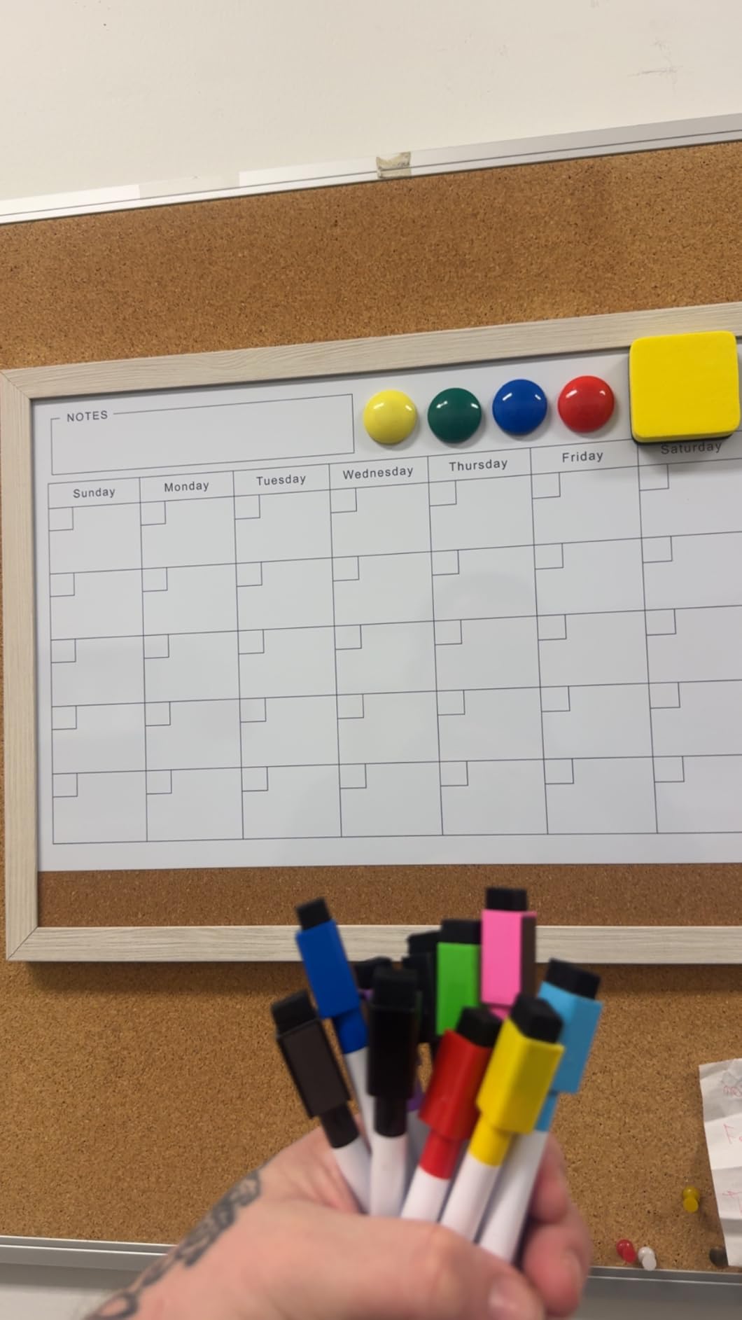 Dry Erase Calendar Whiteboard for Wall - 17x13 Inch Magnetic Whiteboard, Reusable Monthly Planner Board for Home Office, Classroom, Teachers & Students (White) customer photo 1