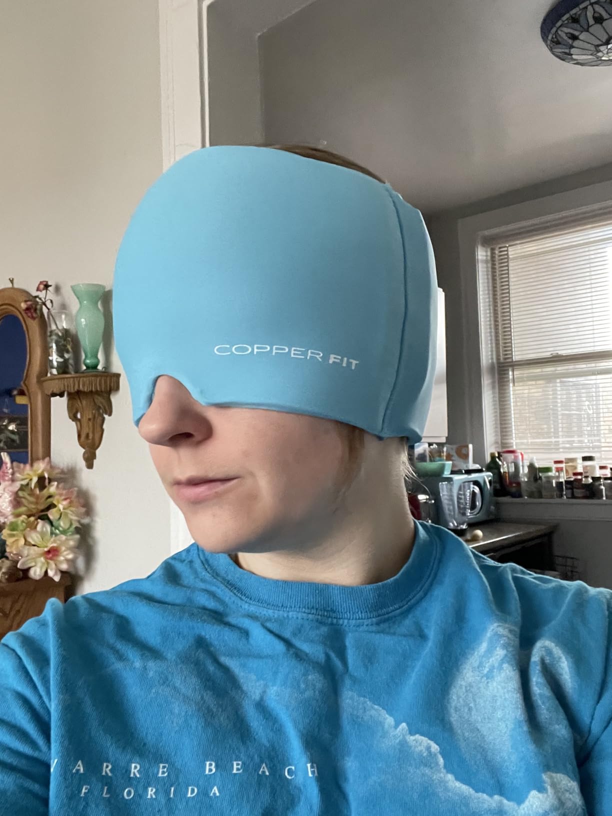 Copper Fit Rapid Relief PRO Migraine Headache Relief Cap, Soothing Ice Pack Mask Products, Cooling Gel Hat, Face Cold Compress Head Wrap for Tension, Stress, Sinus customer photo 1