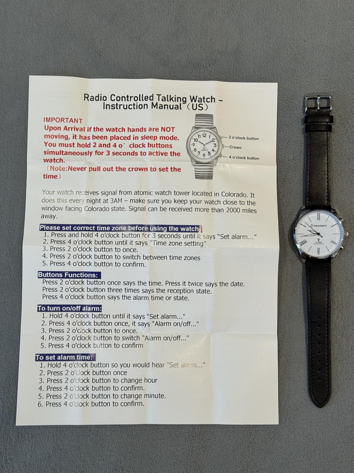 Hearkent Atomic Talking Watches for Visually Impaired, American Accent Voice, Roman Numerals Watch with Leather Band, Speaks Time and Date, Ideal Watch for Elderly and Blind People customer photo 1