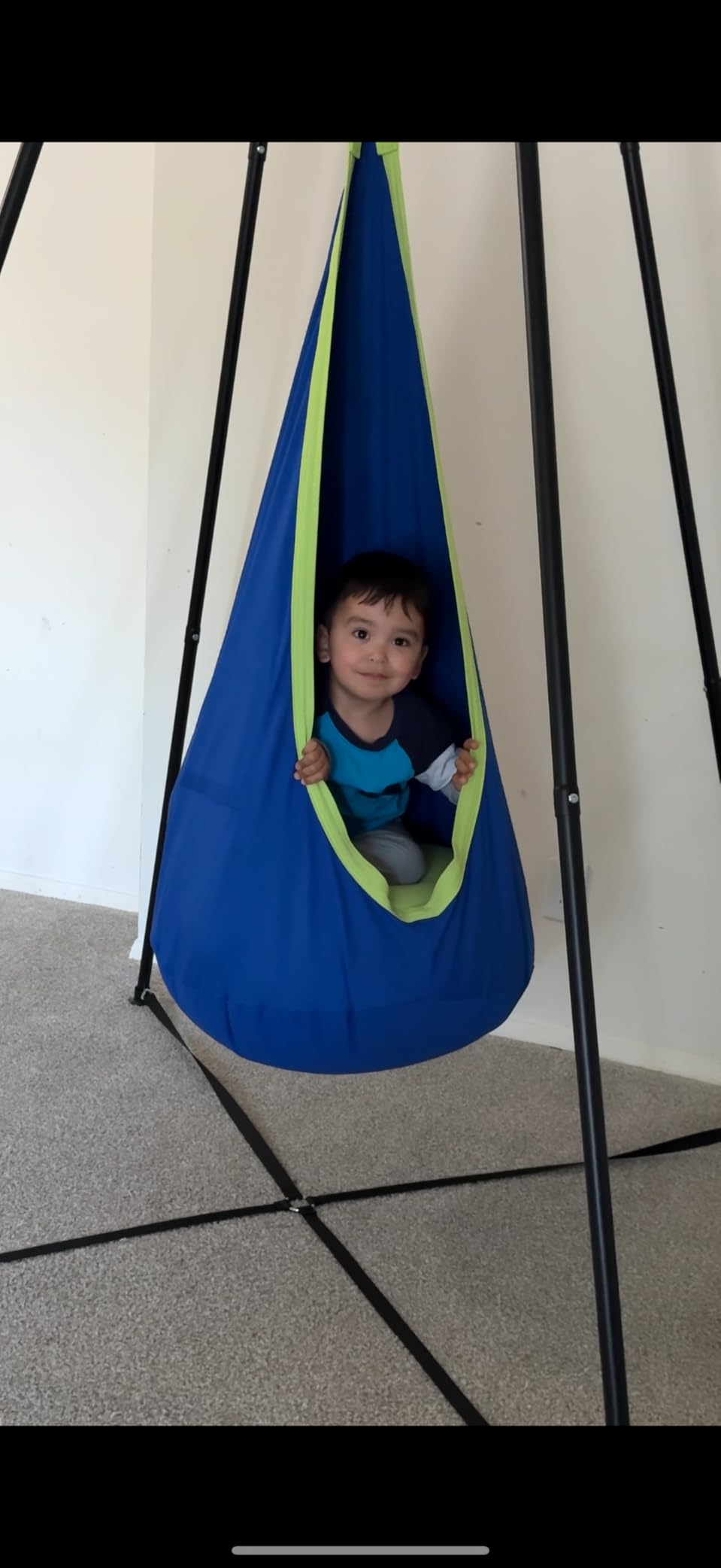 Swing Stand Frame with Sensory Pod Swings and Chair, Sensory Swing Set, X-Shaped Swing Frame, Heavy-Duty Metal Hammock Chair Stand for Adults Indoor and Outdoor 330LBS(Blue) customer photo 2
