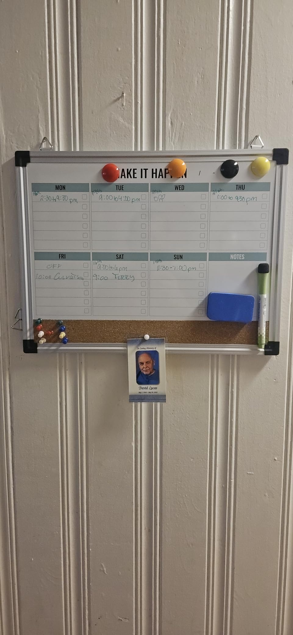 Marsrock Weekly Dry Erase Board and Cork Board Combo for Wall, 17