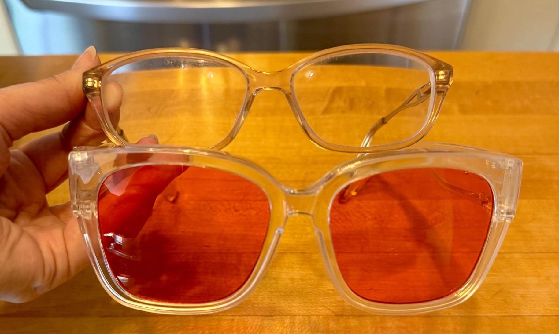VIEWBETTER Anti 99.99% Blue Light Blocking Glasses Over Eyeglasses, Oversized Fitover Amber Orange Computer Gaming Eyewear customer photo 2