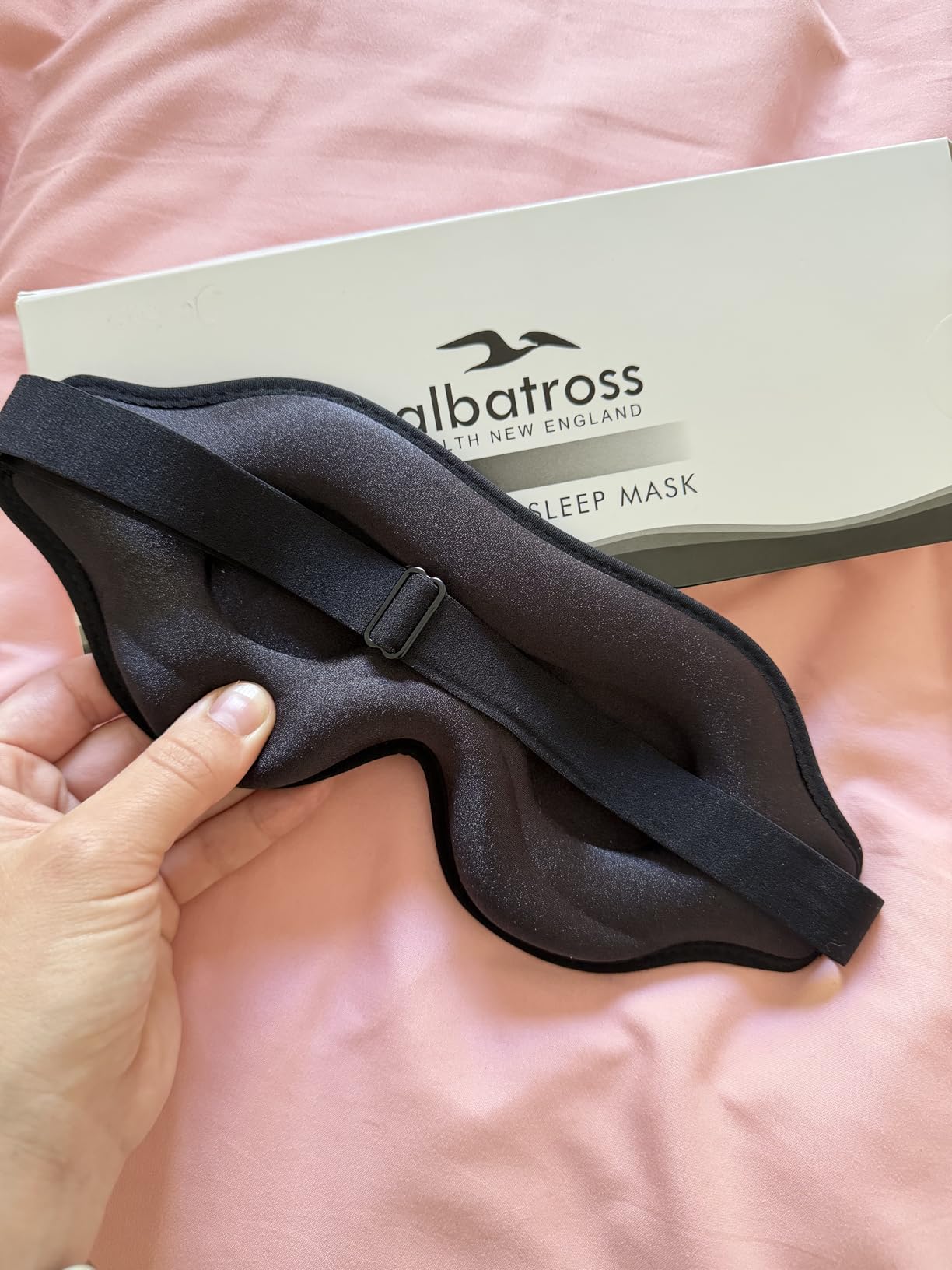 Sleep Eye Mask for Men Women, Weighted Sleeping Mask for Side Sleeper, Travel Blackout Night Blindfold Eye Shade Cover with Adjustable Strap (Obsidian, 4.6oz) customer photo 2