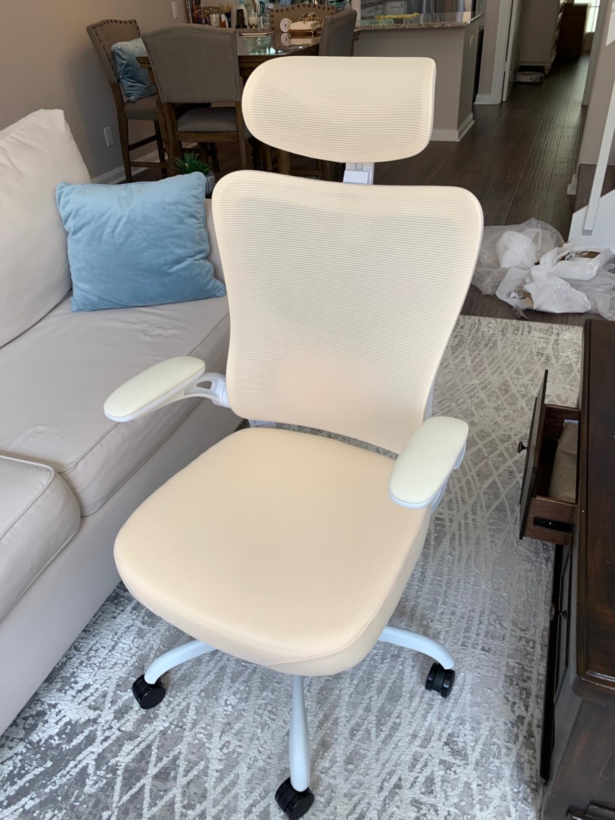 Marsail Ergonomic Mesh Office Chair High Back Desk Chair Adjustable Lumbar Support with Headrest Flip-Up Liftable Arms Swivel Computer Task Chair for Big and Tall People customer photo 1
