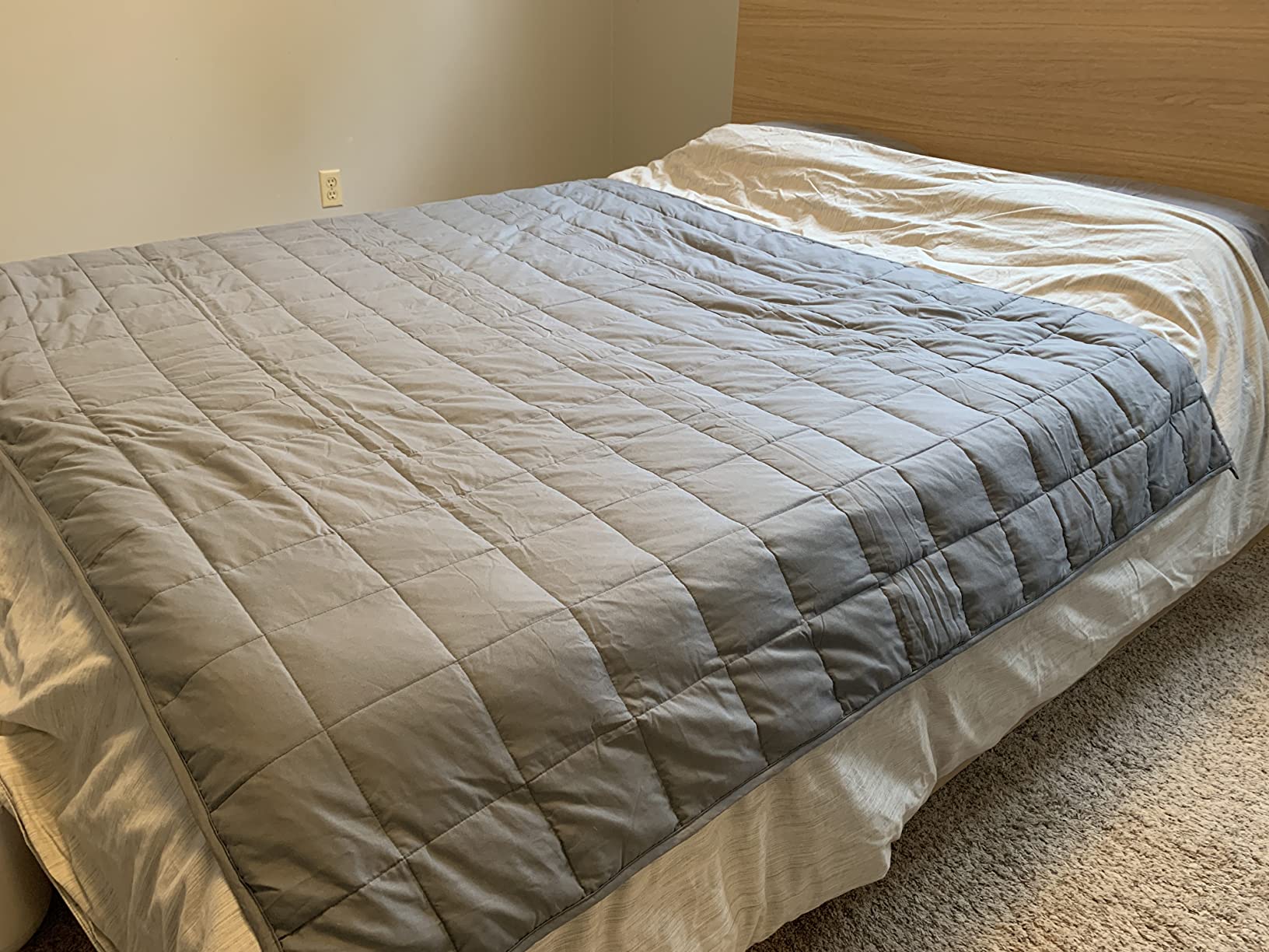 BB BLINBLIN Cooling Weighted Blanket Heavy Blanket for Cool & Restful Sleep, Premium Soft Material and Glass Beads (Blue, 48''x72'' 20lbs), Suit for One Person(~190lb) Use on Twin/Full Bed customer photo 2